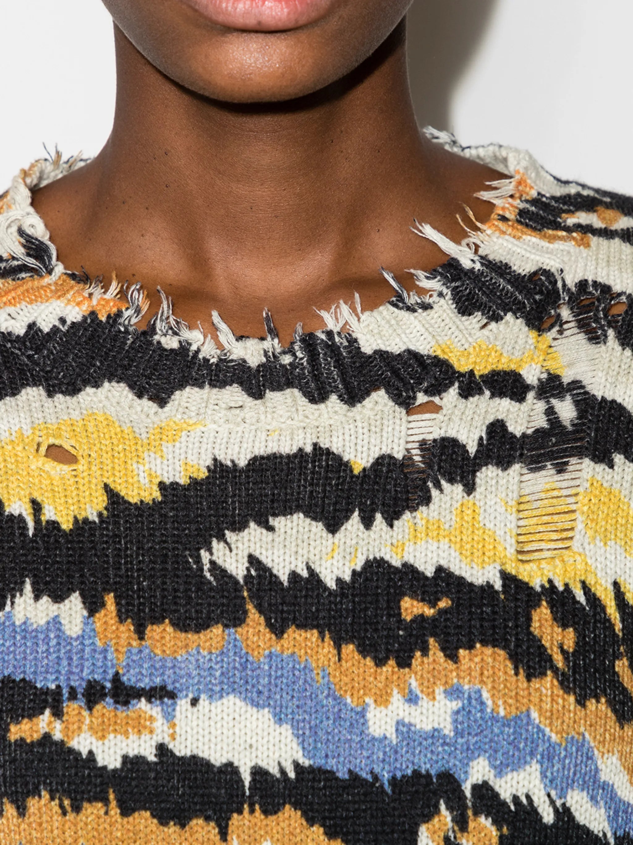 deconstructed zebra pattern jumper