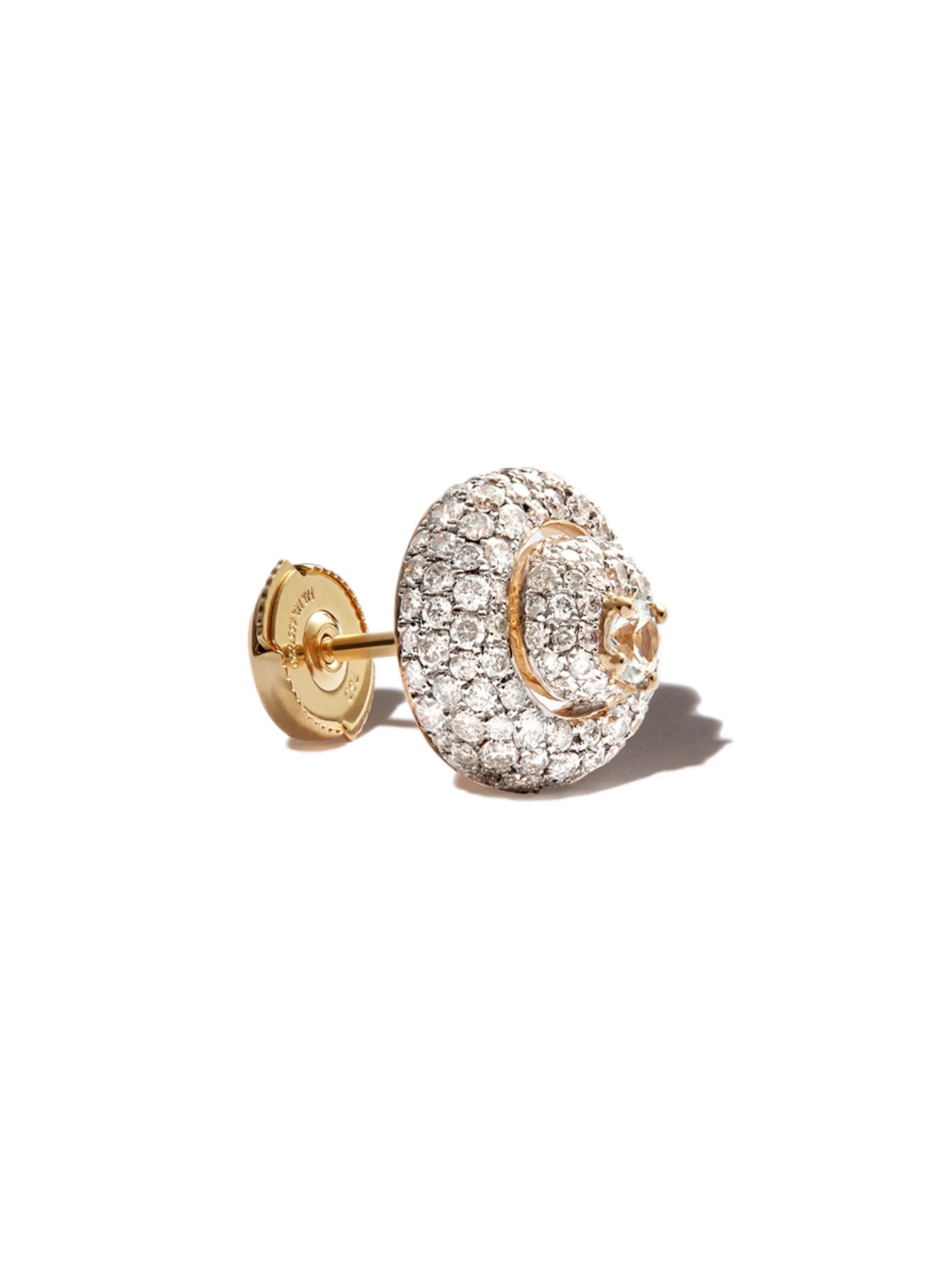 18kt yellow gold  Shell sapphire diamond earrings