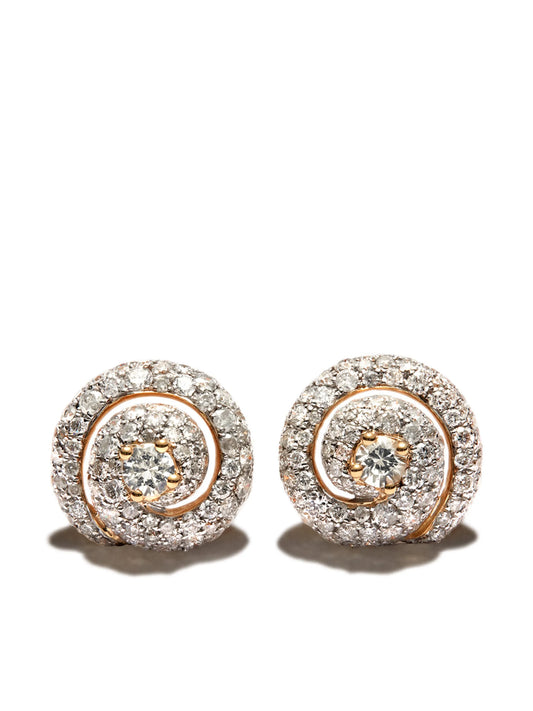 18kt yellow gold  Shell sapphire diamond earrings