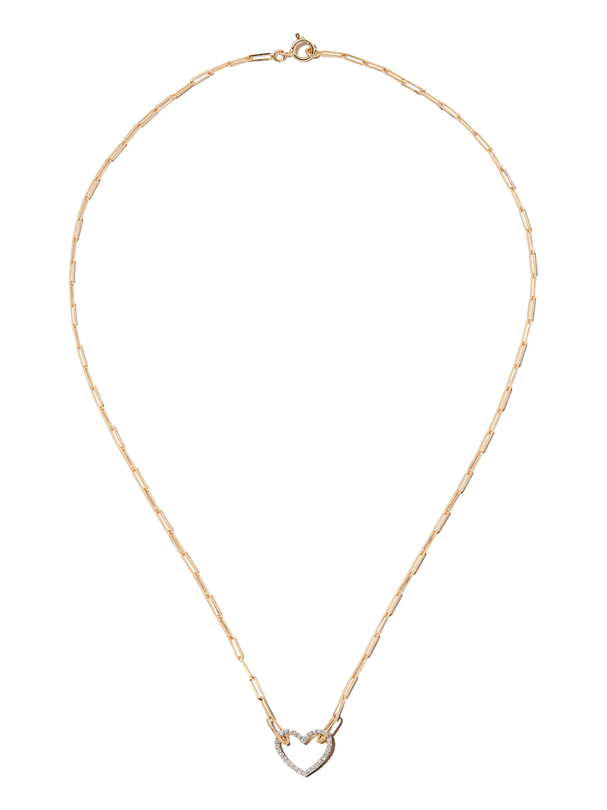 small heart necklace with diamonds and yellow gold