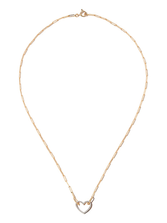 small heart necklace with diamonds and yellow gold
