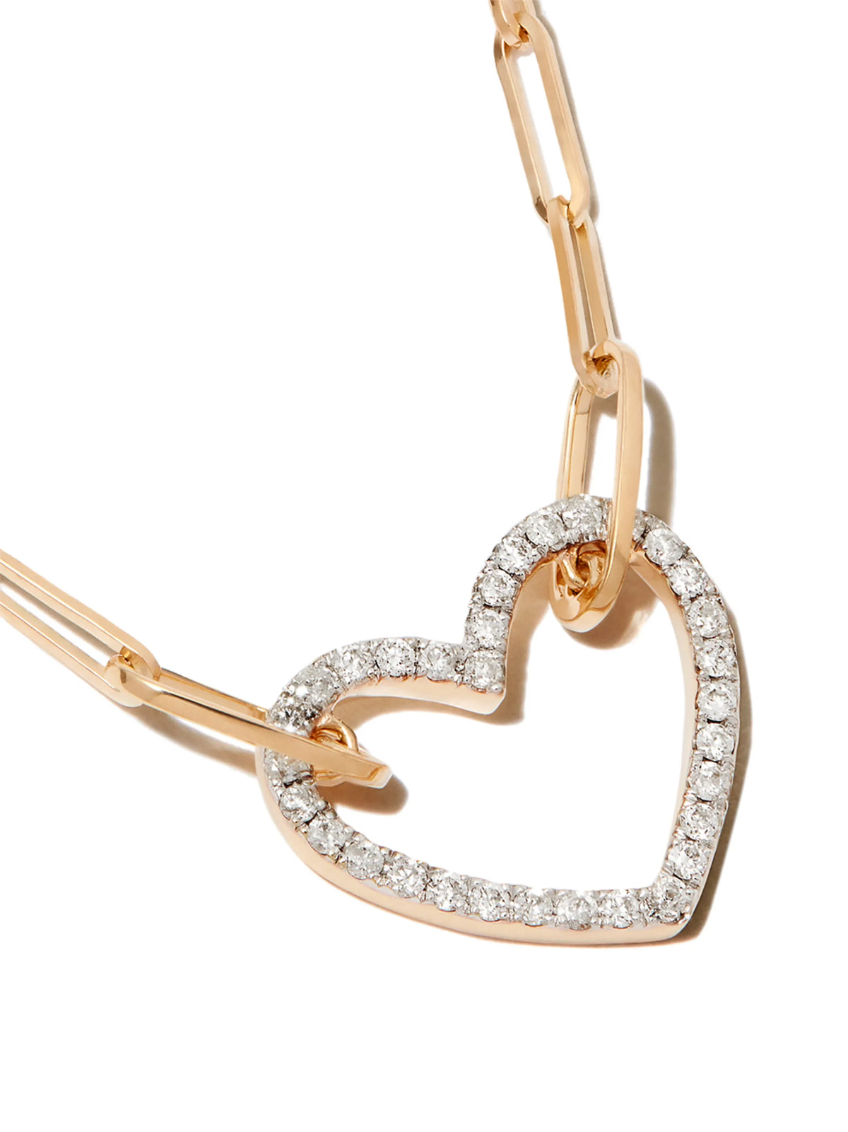 small heart necklace with diamonds and yellow gold