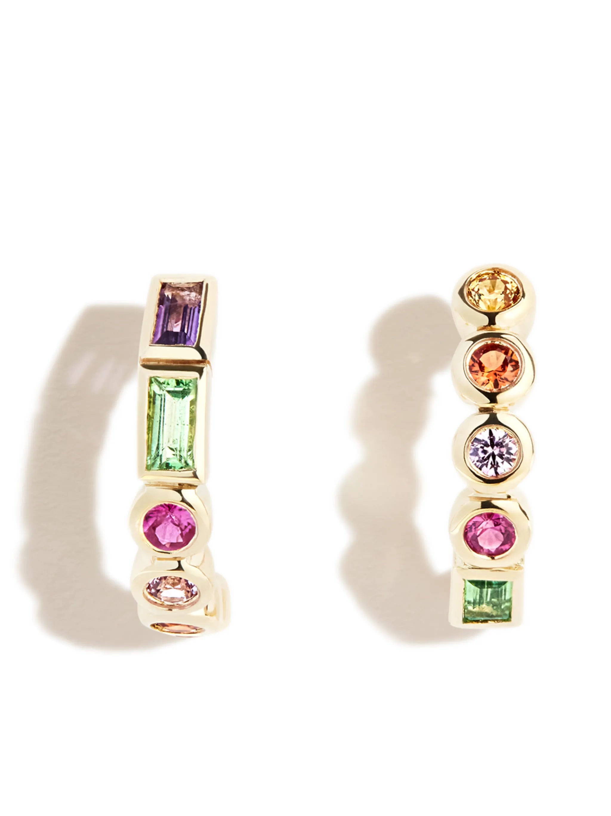 9kt yellow gold mixed stone circle earrings