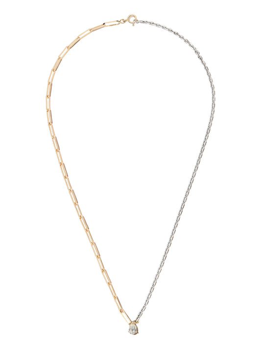 18kt yellow gold pear-diamond necklace