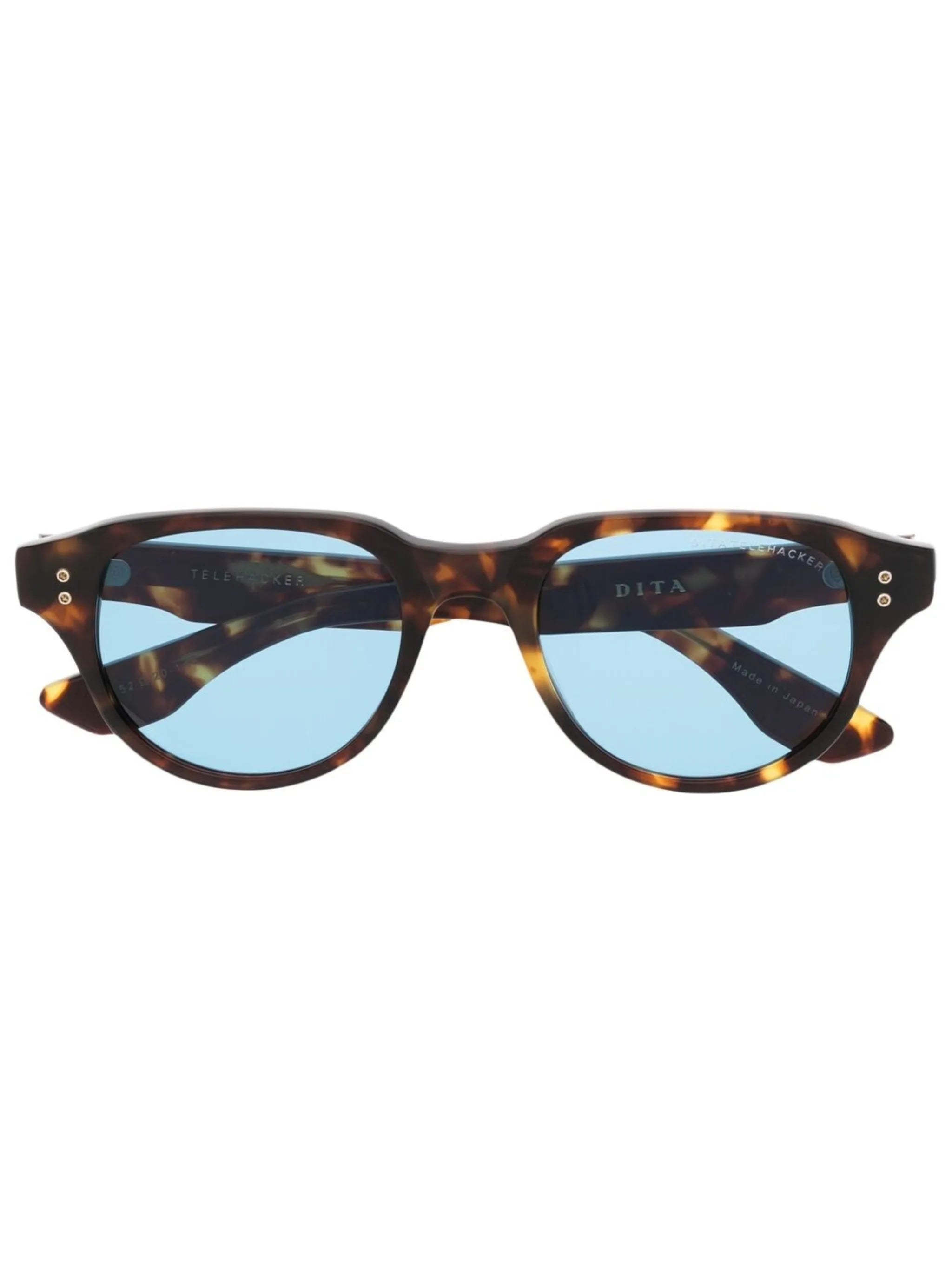 tortoiseshell-effect round-frame sunglasses