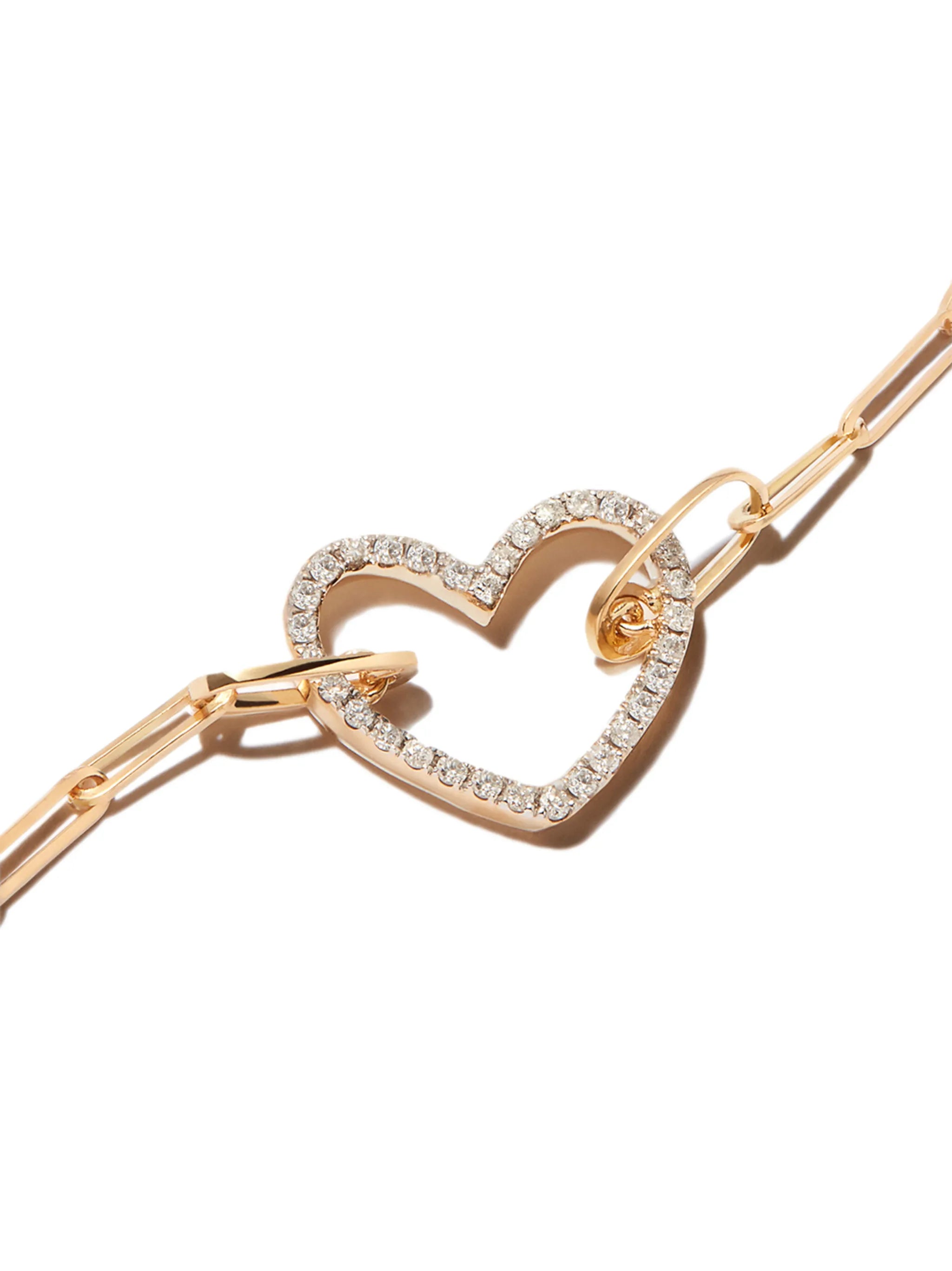 small heart bracelet with diamonds in yellow gold