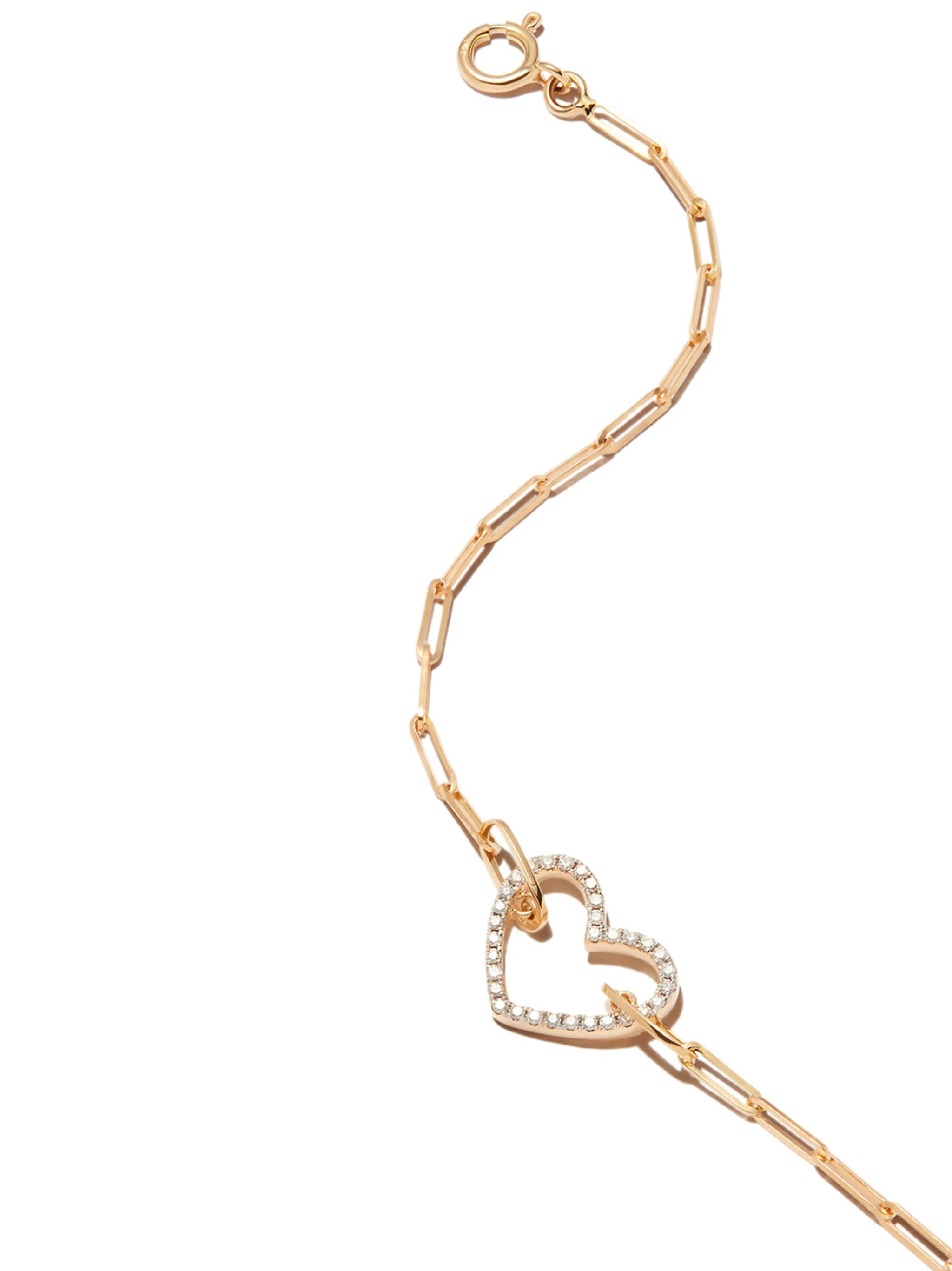 small heart bracelet with diamonds in yellow gold