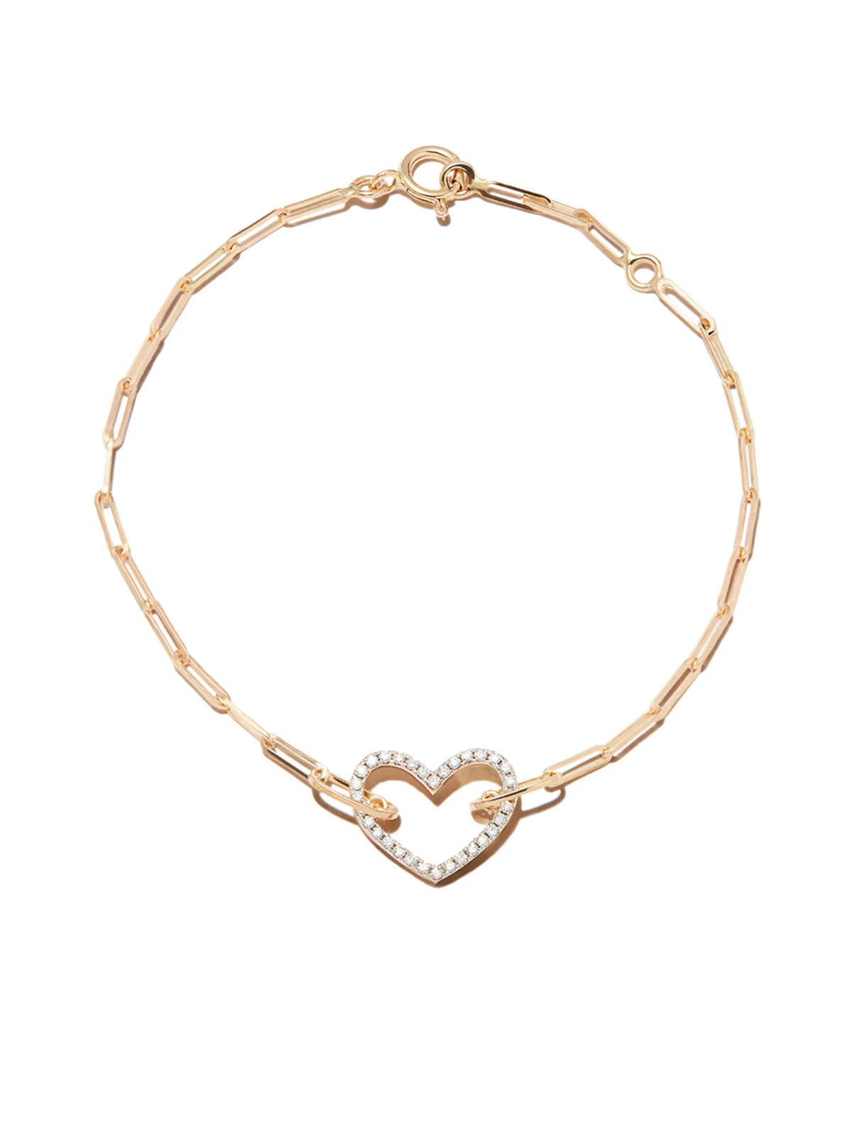 small heart bracelet with diamonds in yellow gold