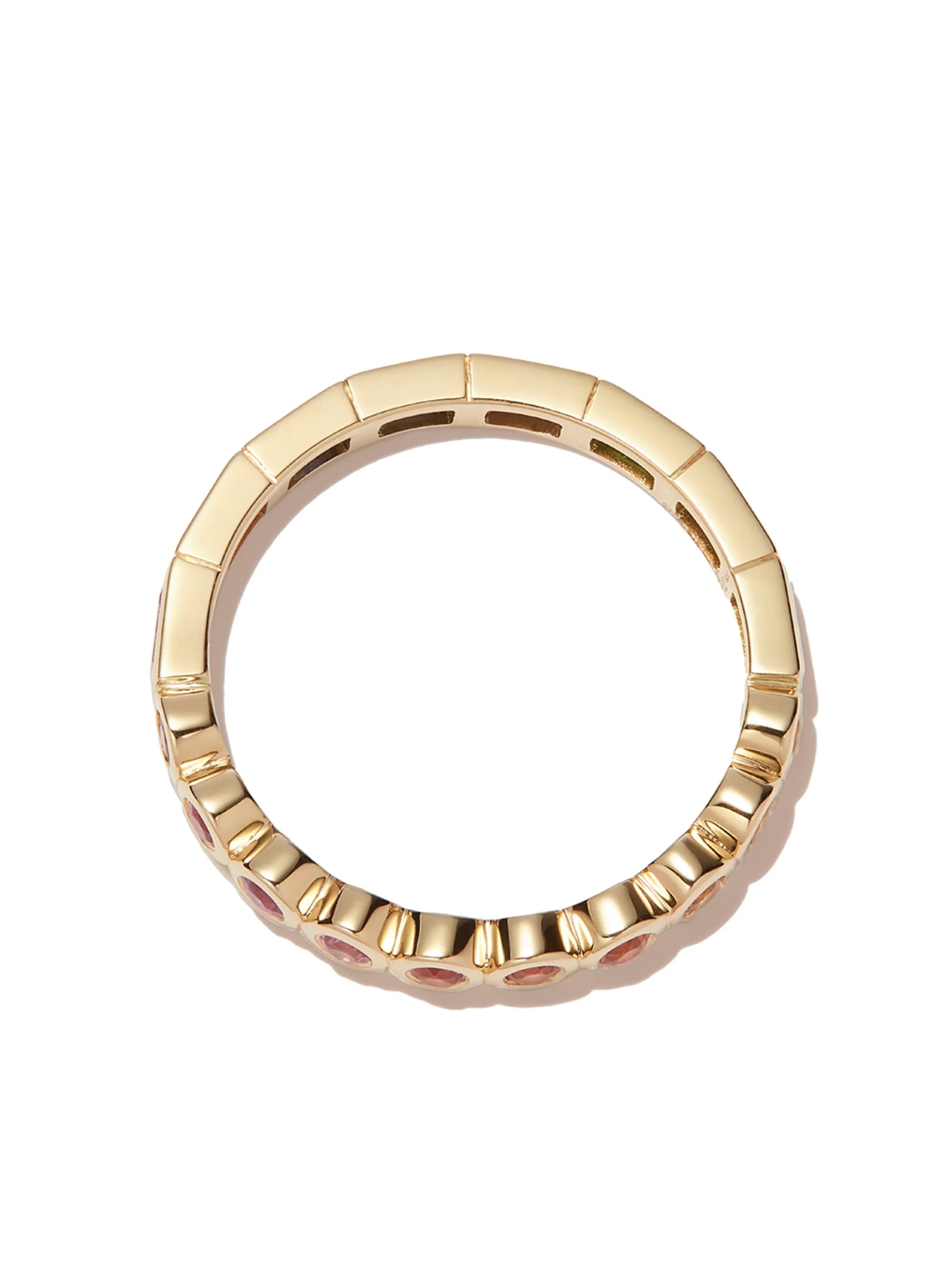 9kt yellow gold Alliance Riviere multi-stone ring