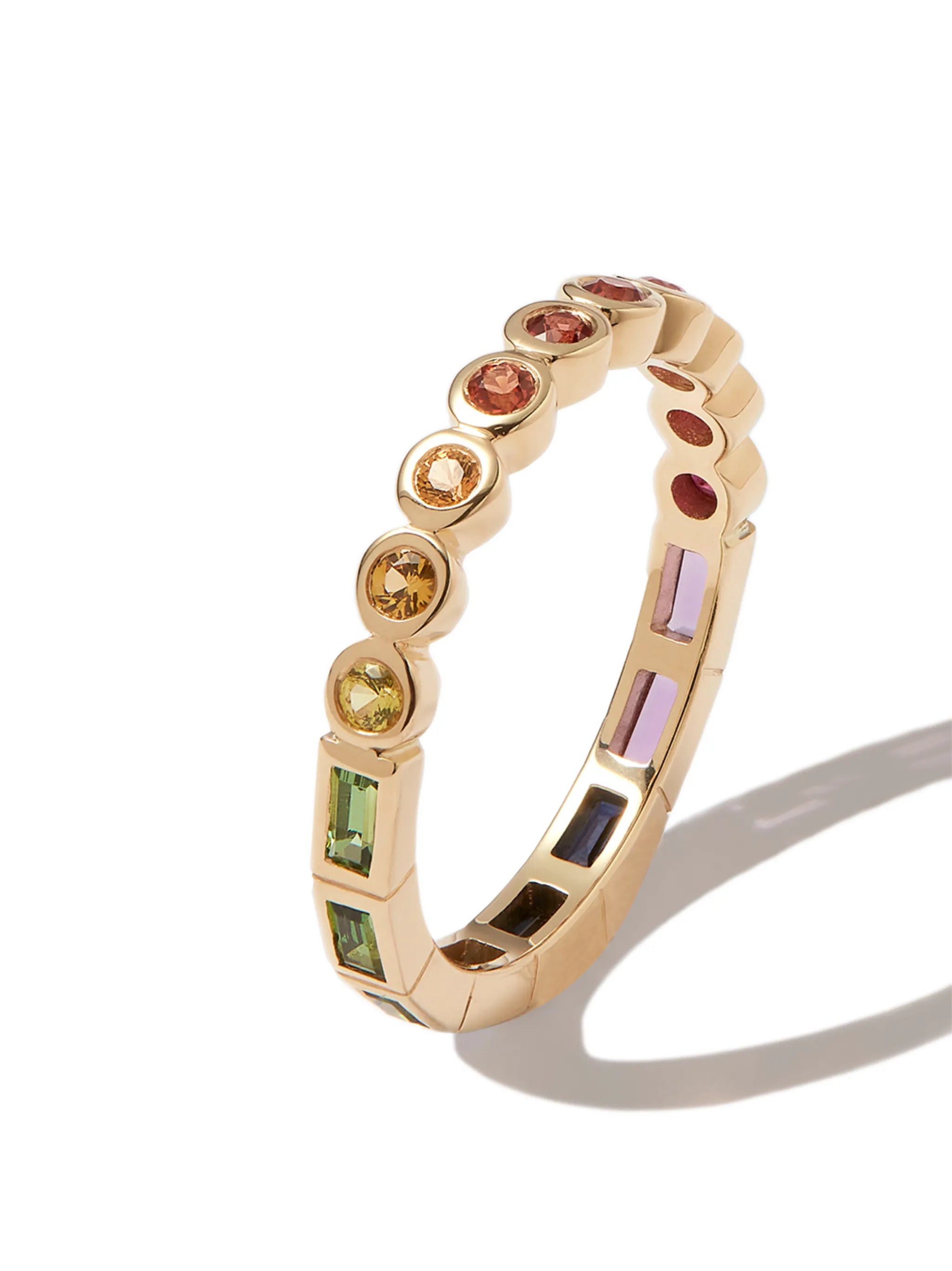 9kt yellow gold Alliance Riviere multi-stone ring