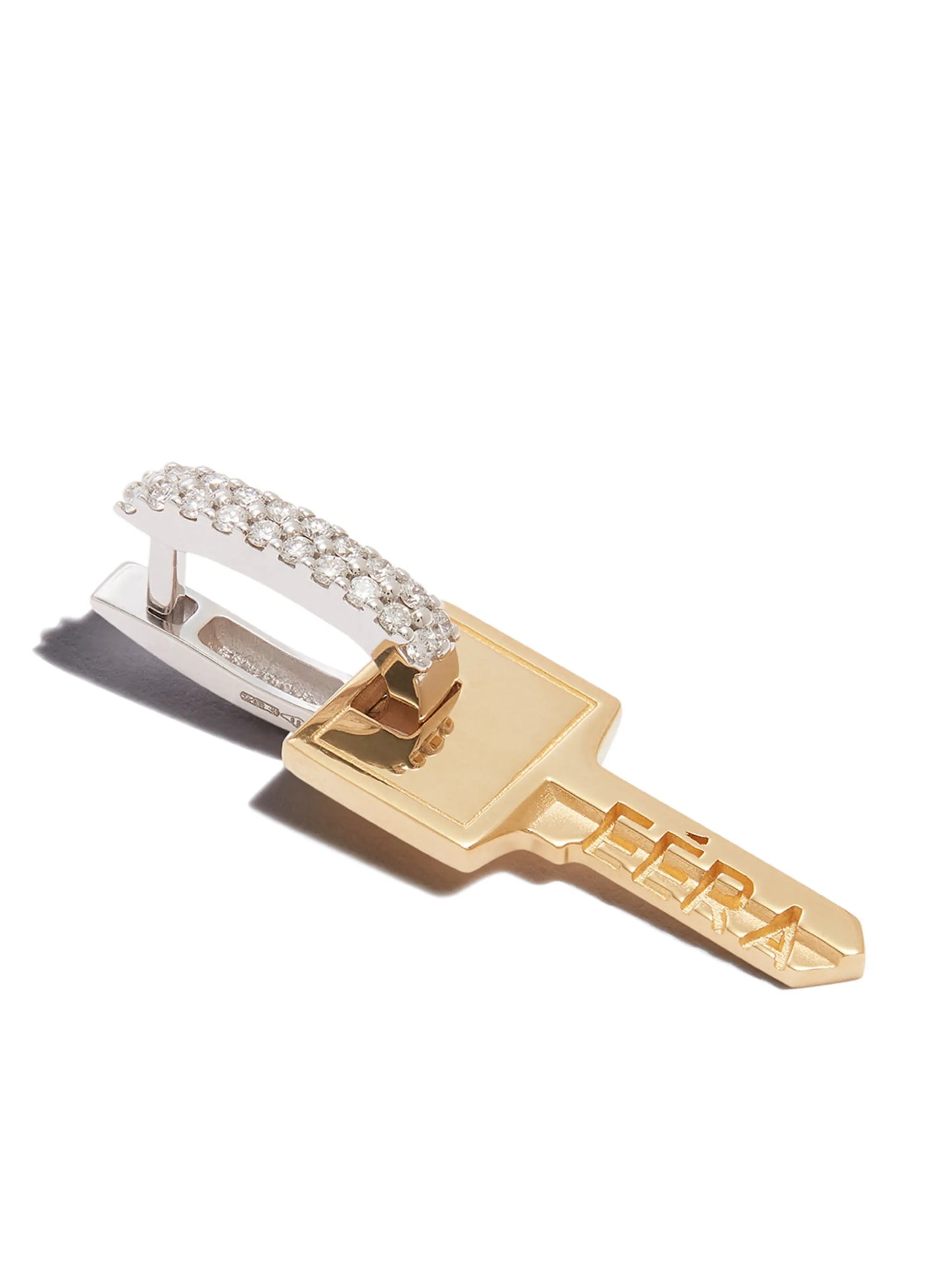 18kt yellow and white gold Key diamond drop earring
