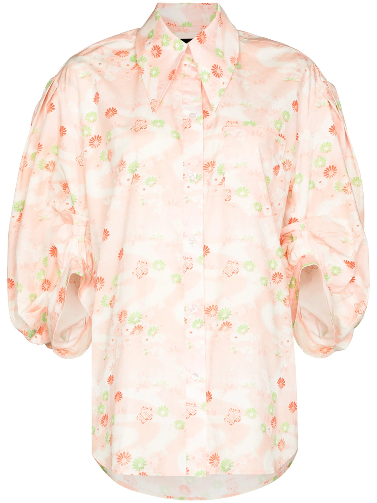floral-print puff-sleeve blouse