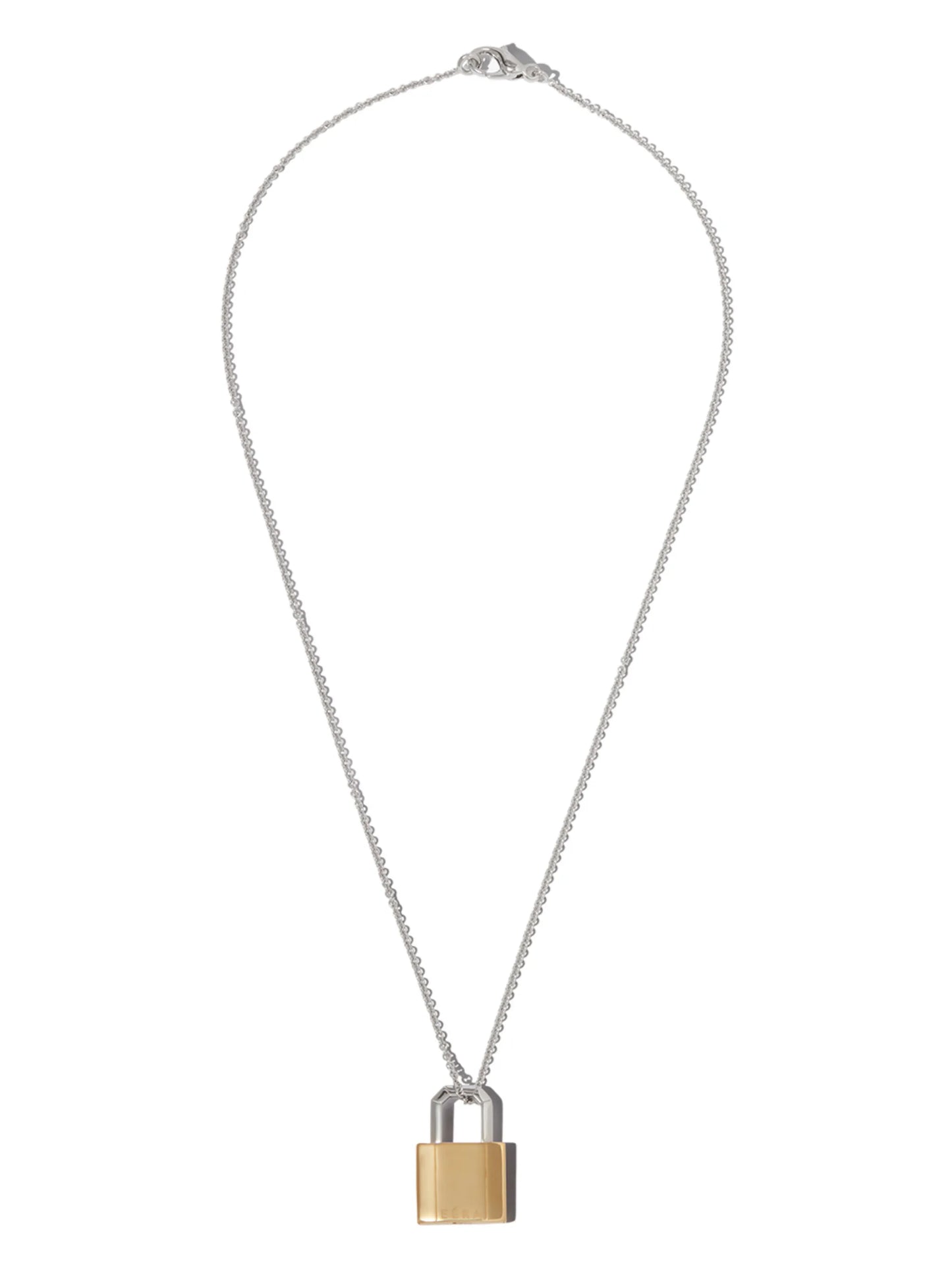 18kt yellow and white gold lock pendant necklace