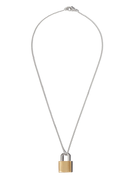 18kt yellow and white gold lock pendant necklace