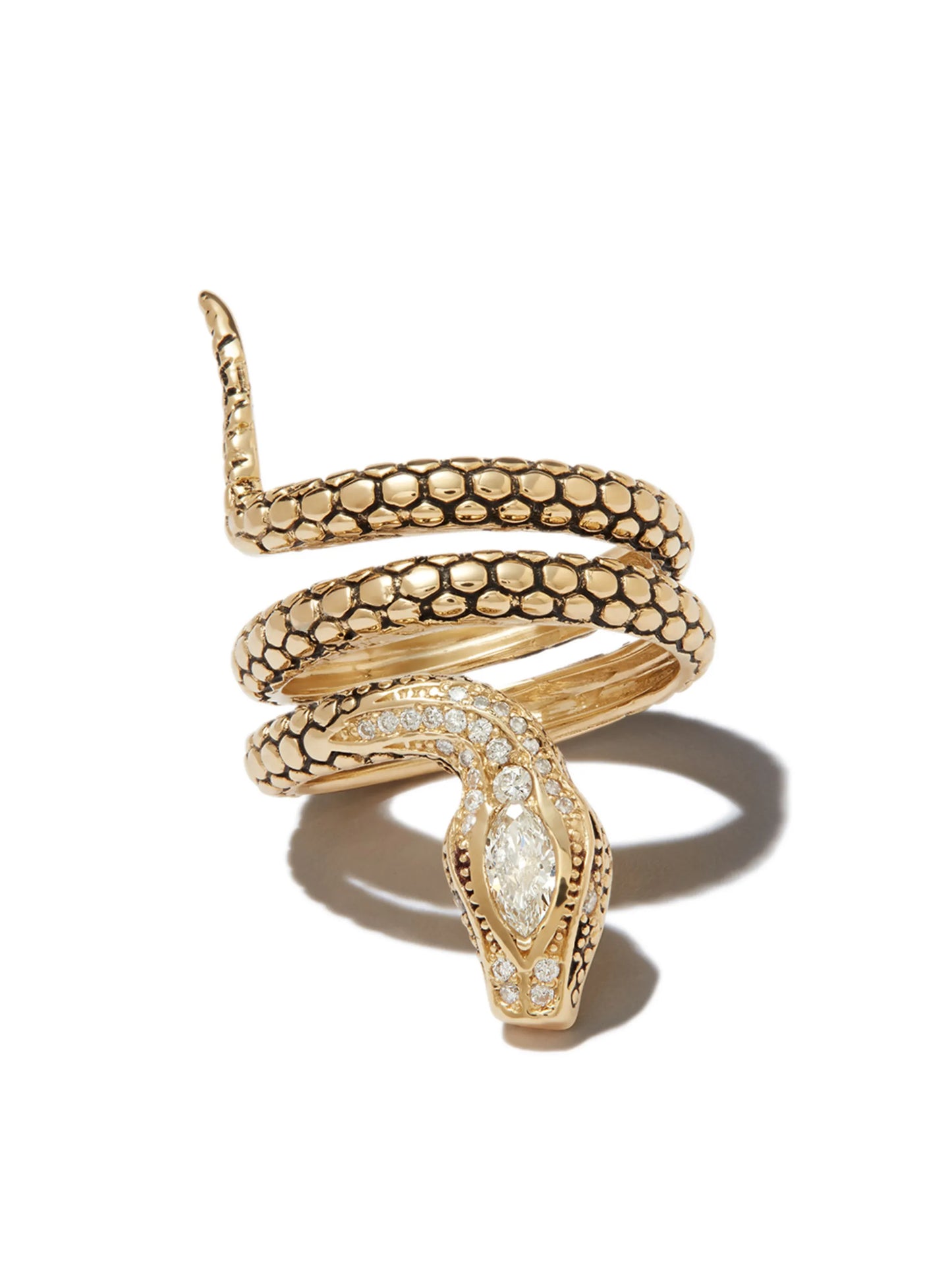 14kt yellow gold snake diamond ring