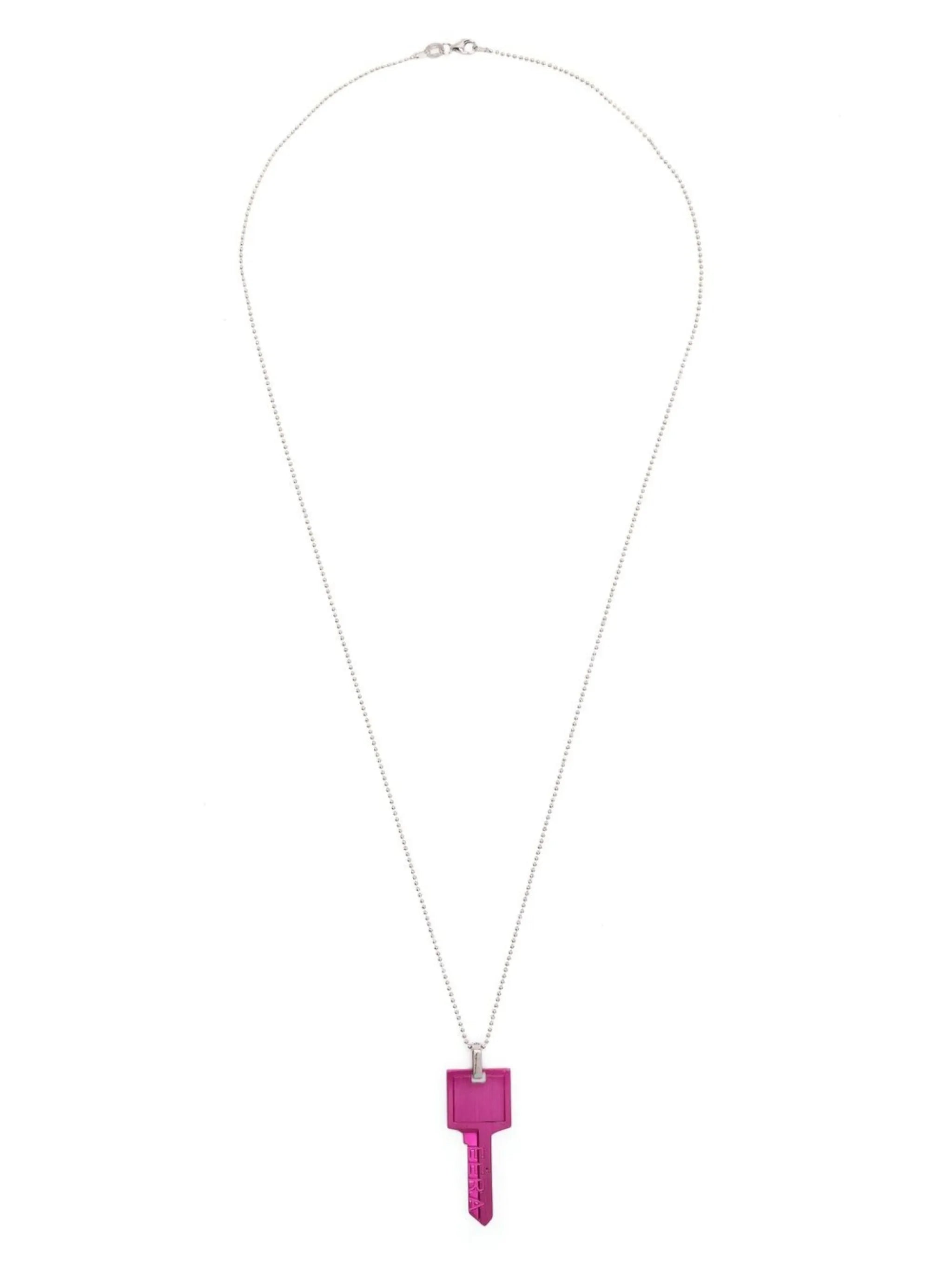 18kt white gold key pendant necklace