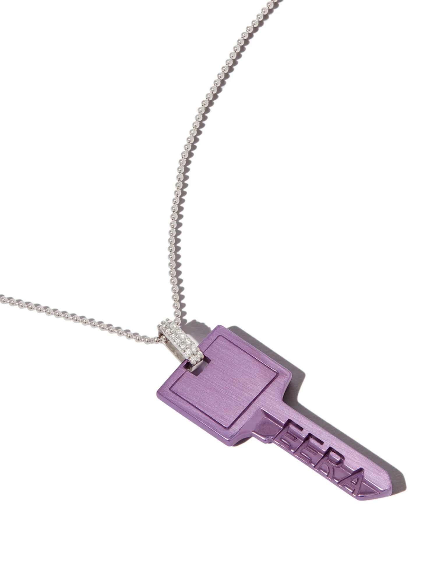 18kt white gold Key diamond pendant necklace