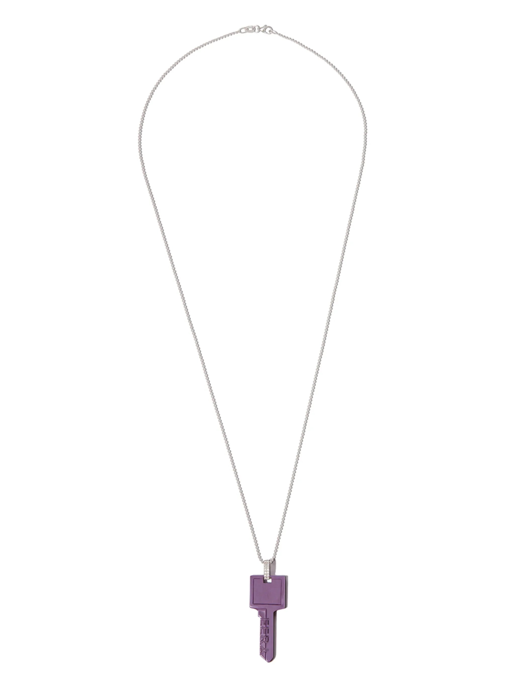 18kt white gold Key diamond pendant necklace