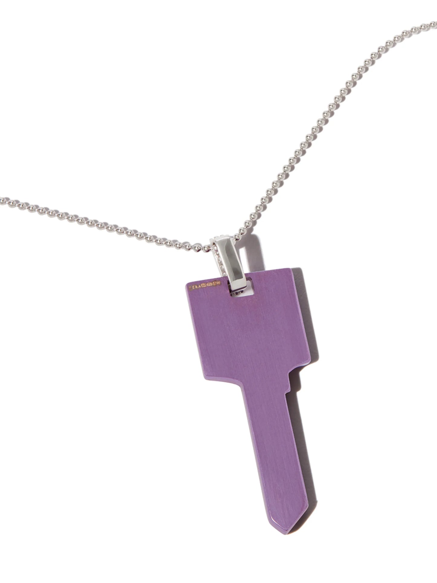 18kt white gold Key diamond pendant necklace