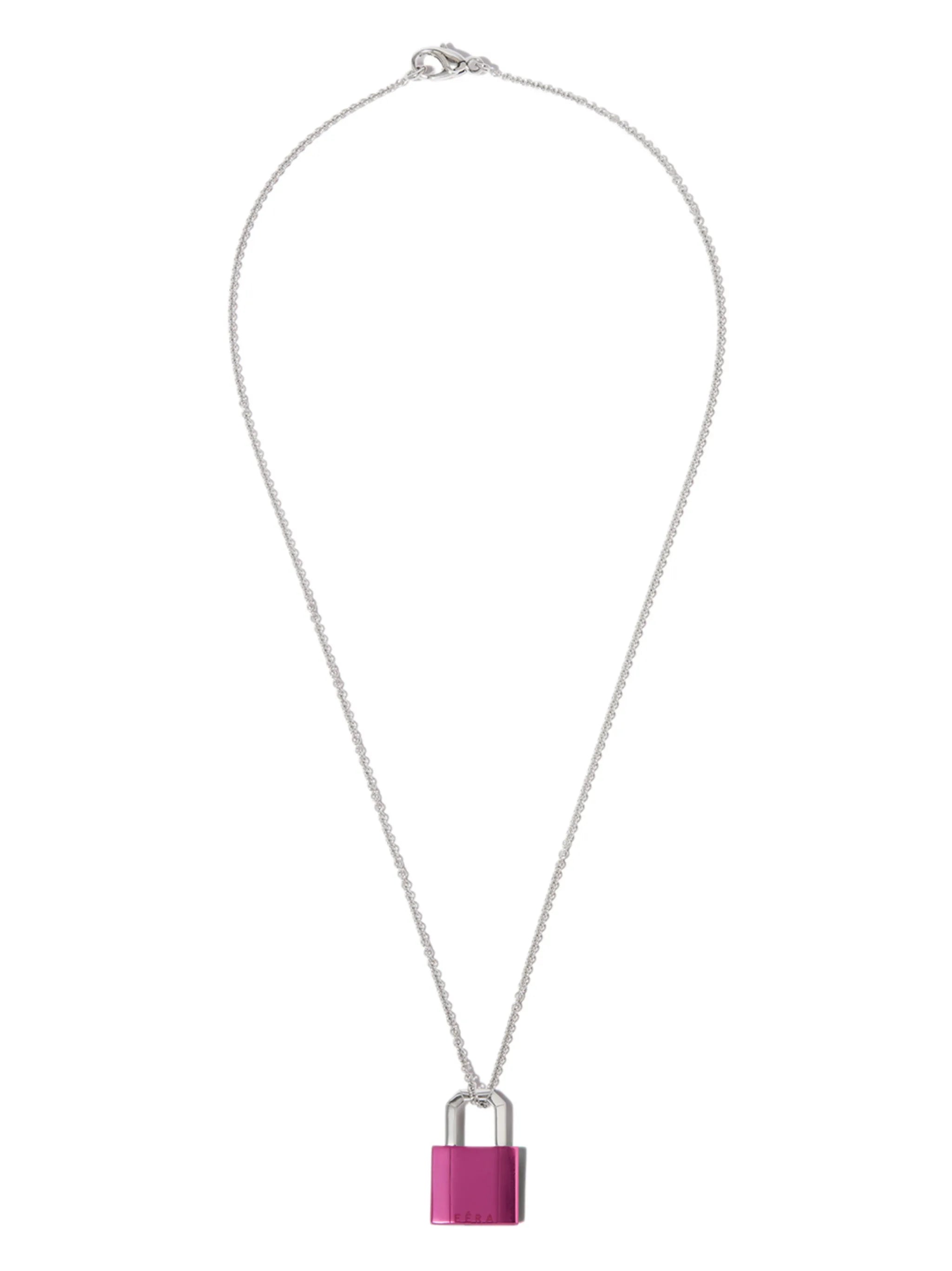 18kt white gold Lock pendant necklace