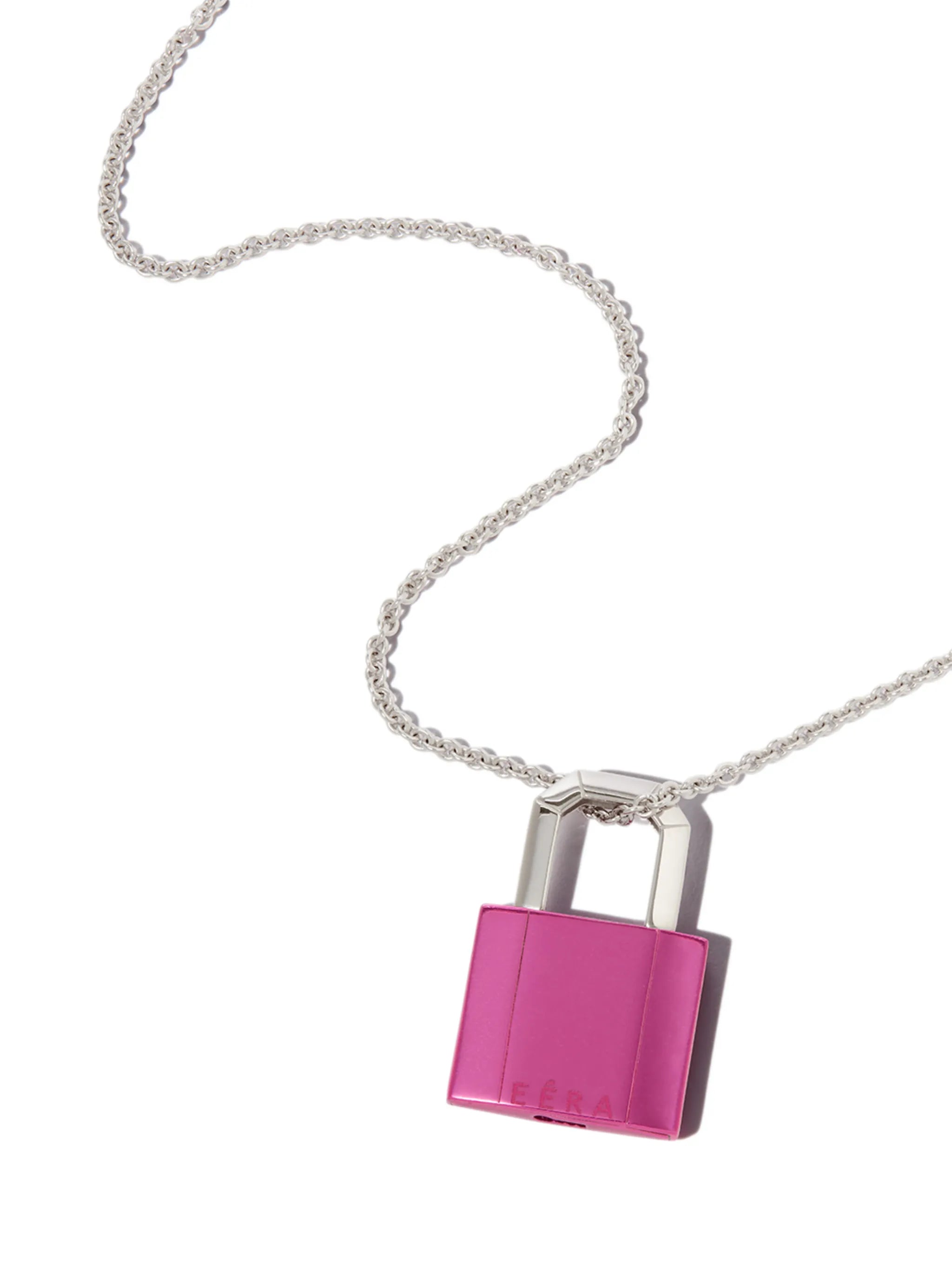 18kt white gold Lock pendant necklace