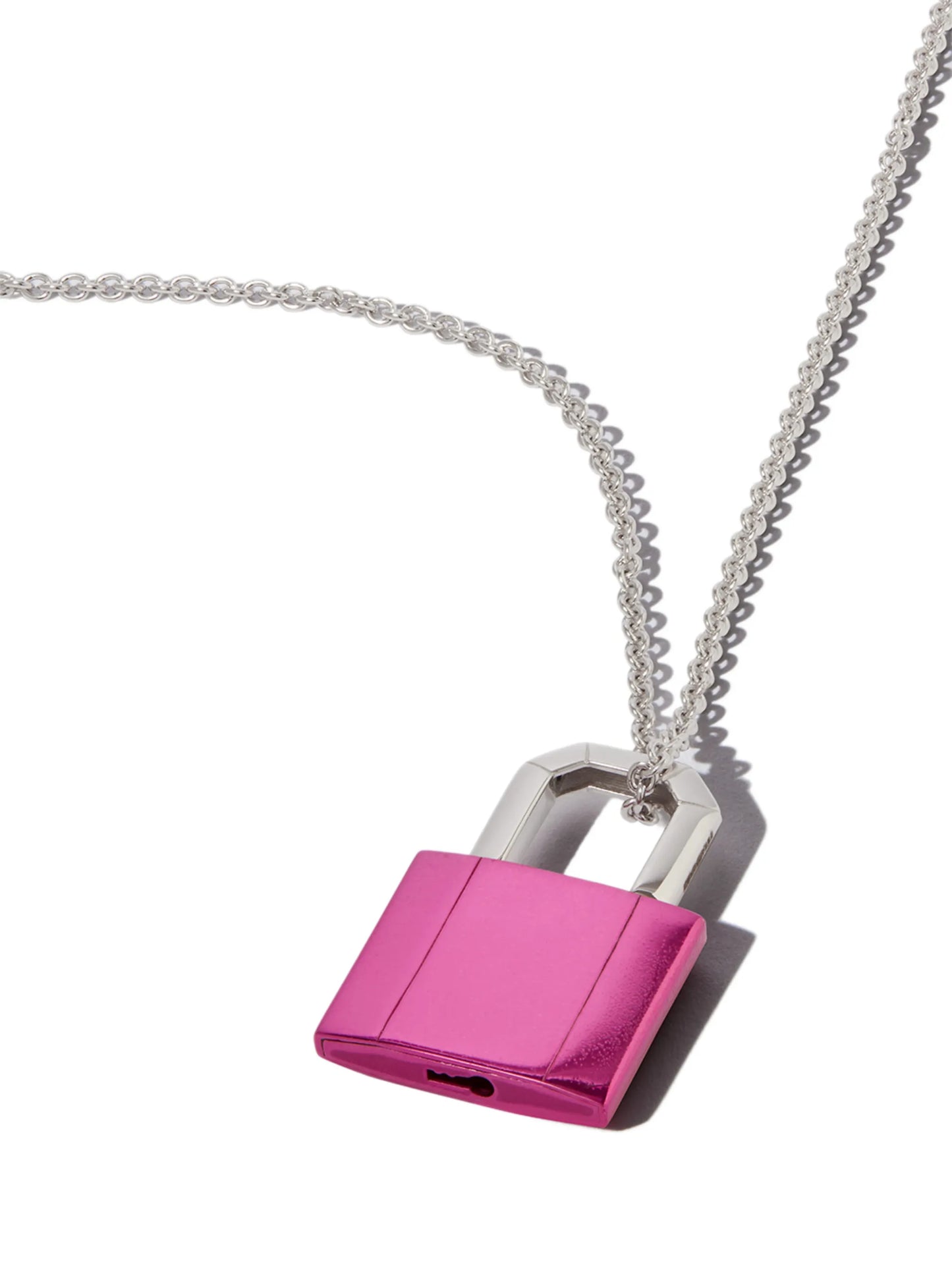18kt white gold Lock pendant necklace