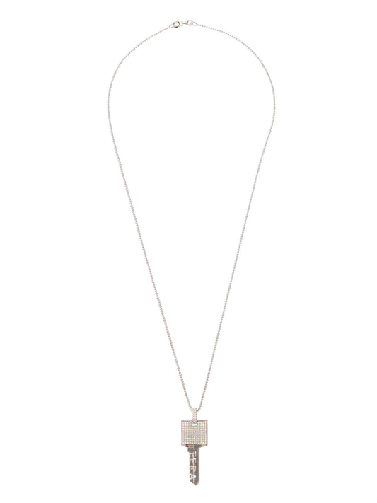 18kt white gold Key diamond pendant necklace
