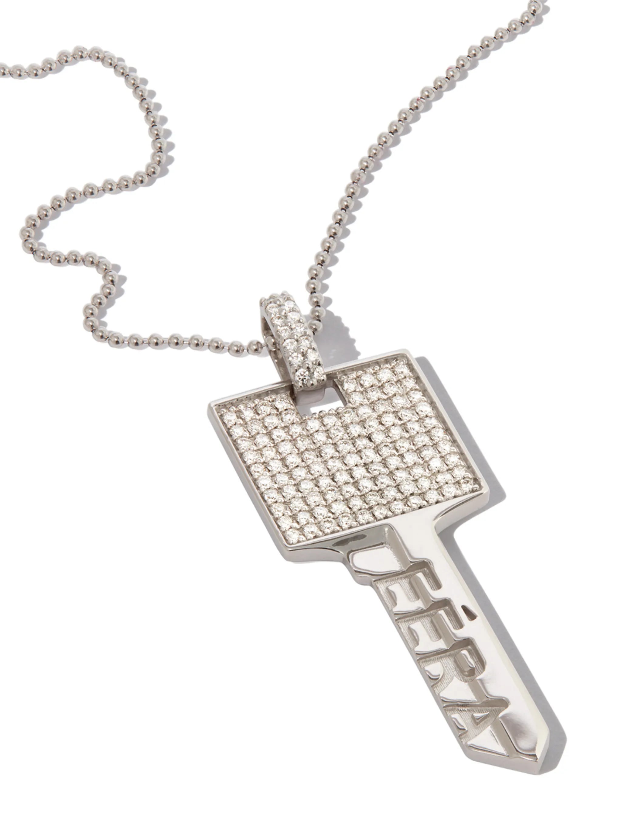 18kt white gold Key diamond pendant necklace