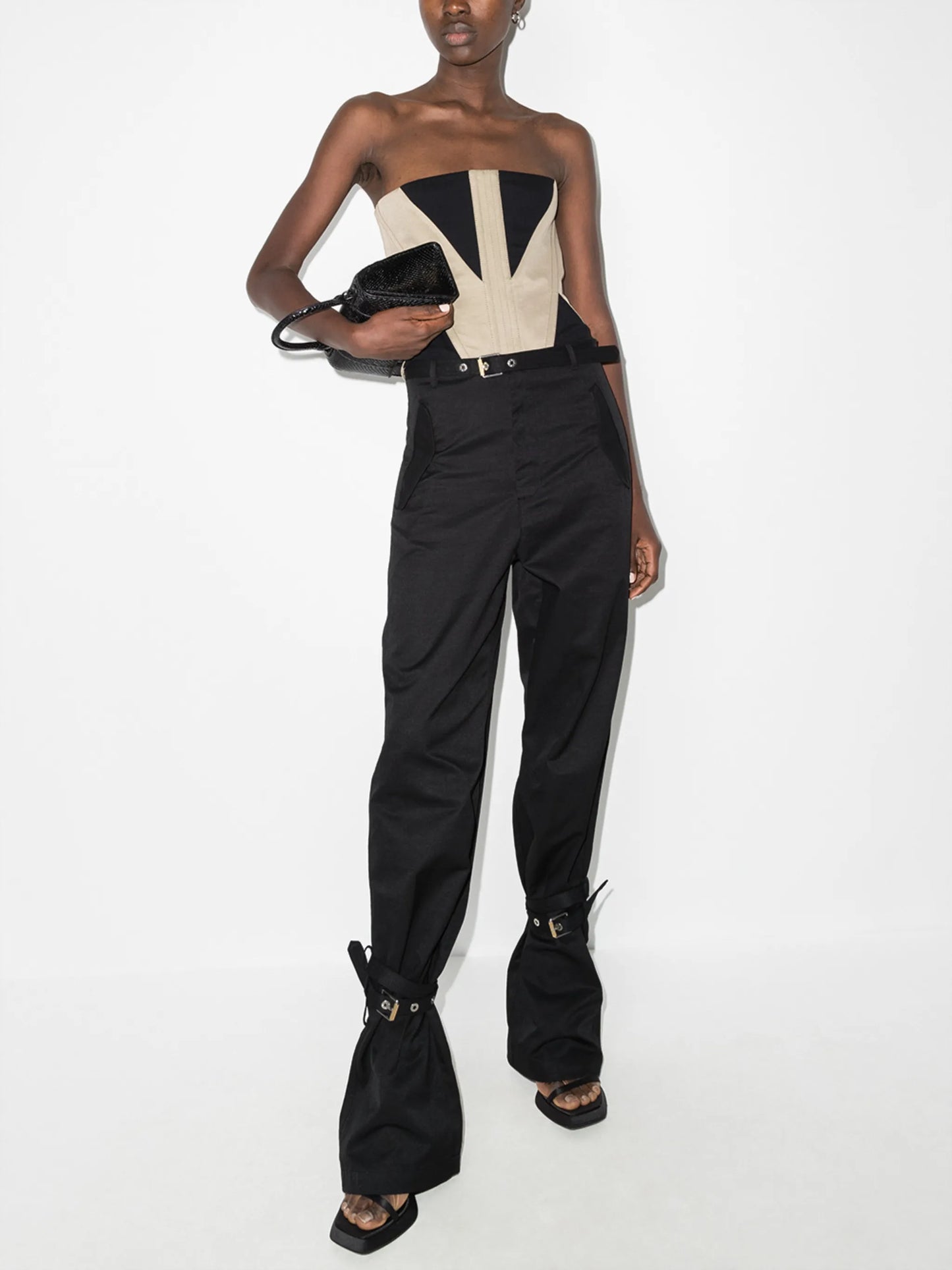 Blouson belted-detail trousers