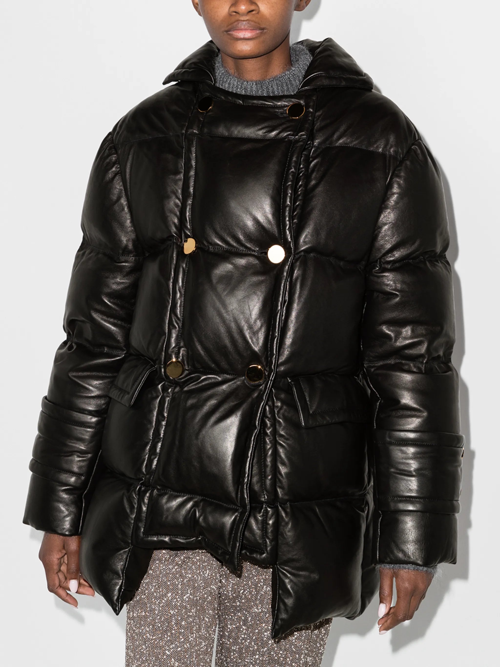 leather puffer jacket