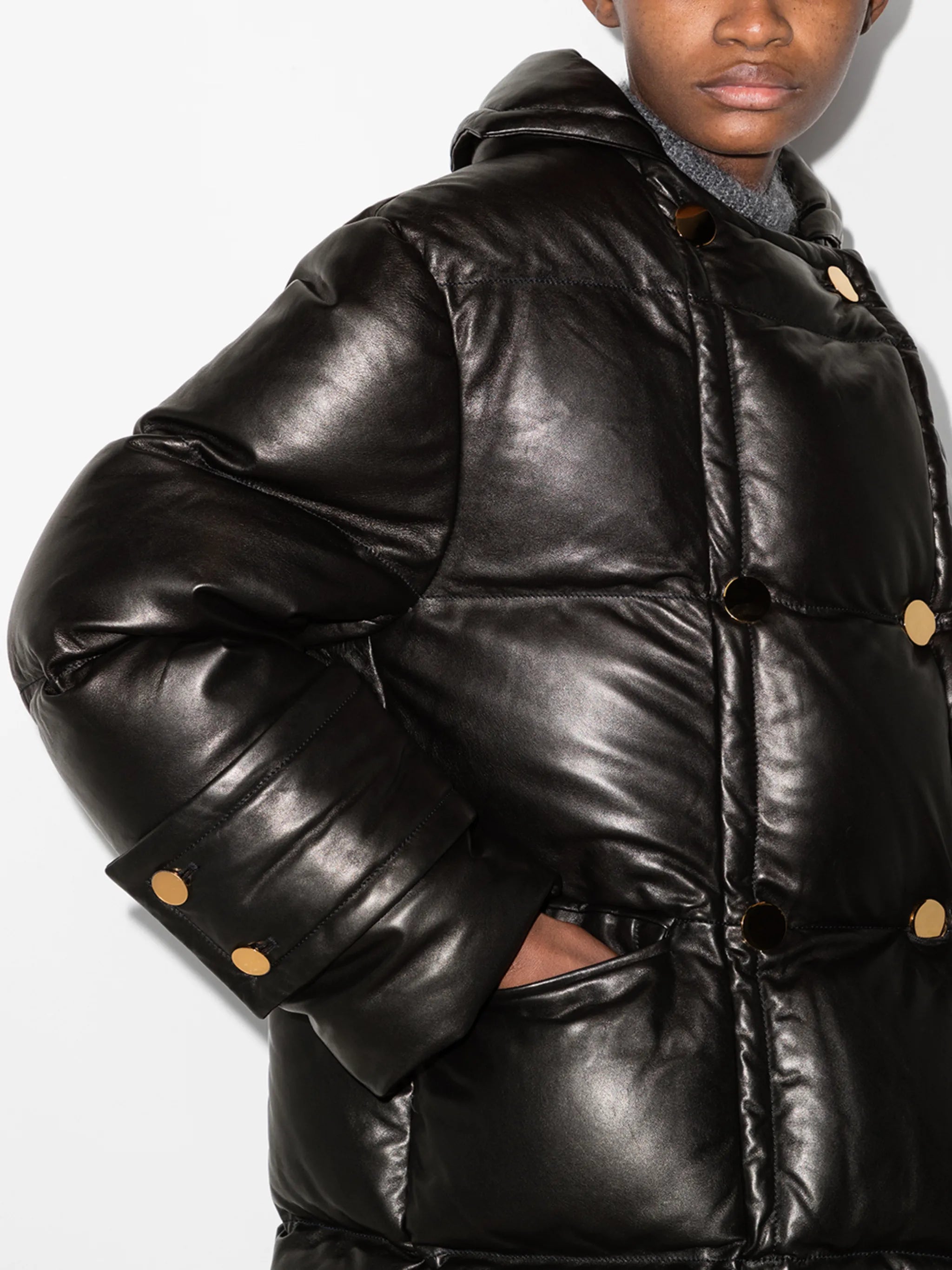 leather puffer jacket