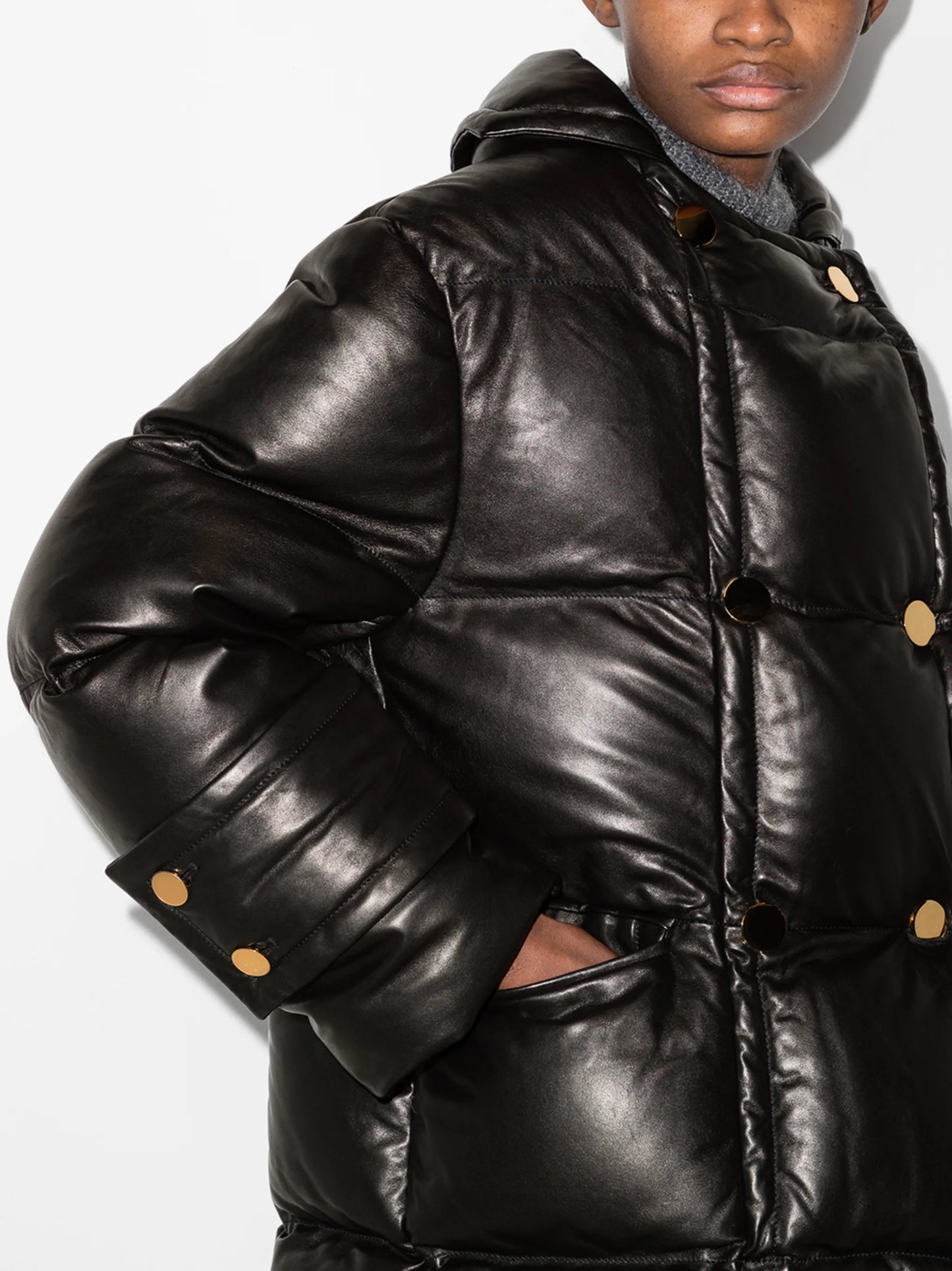 leather puffer jacket