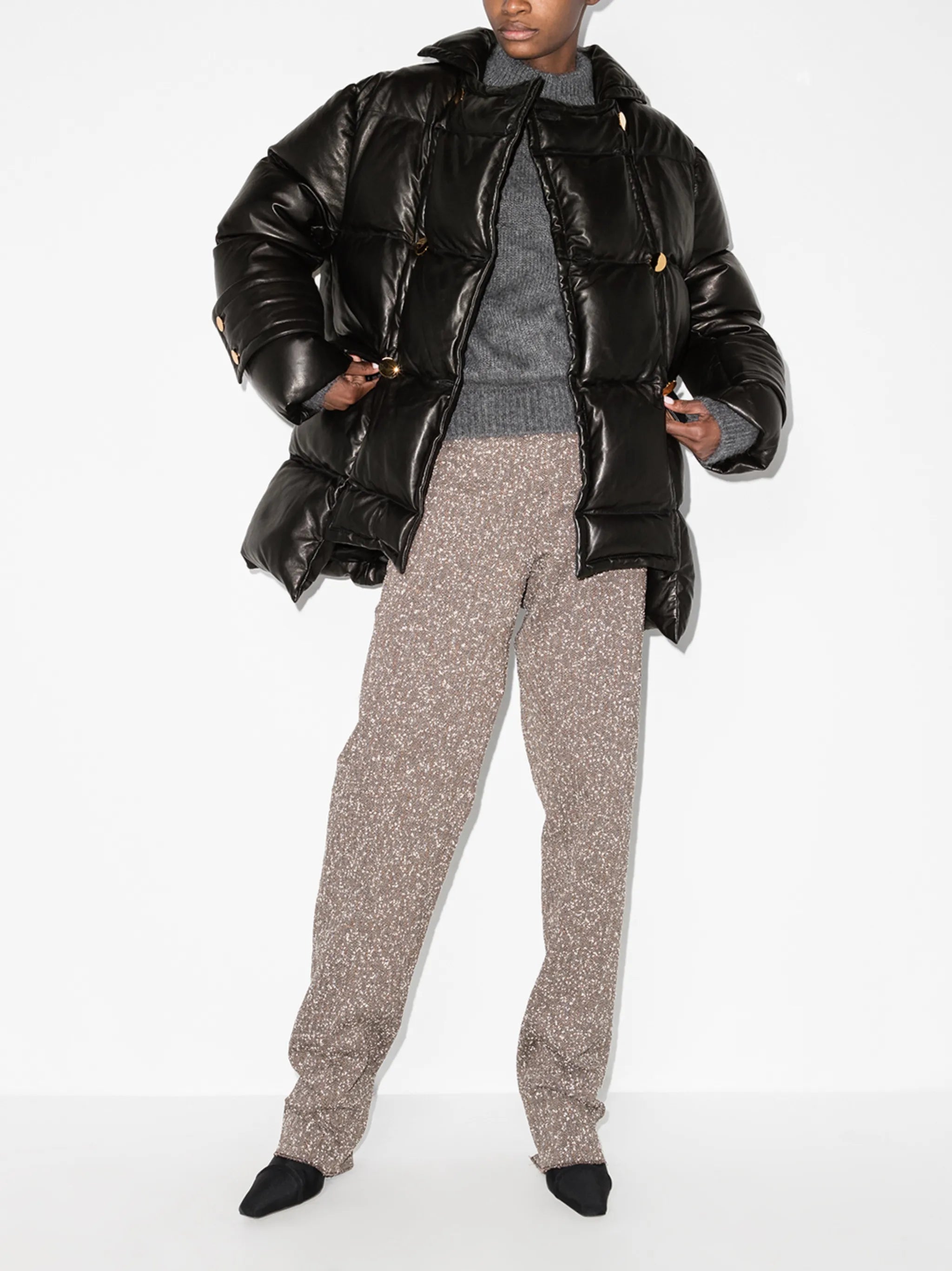 leather puffer jacket