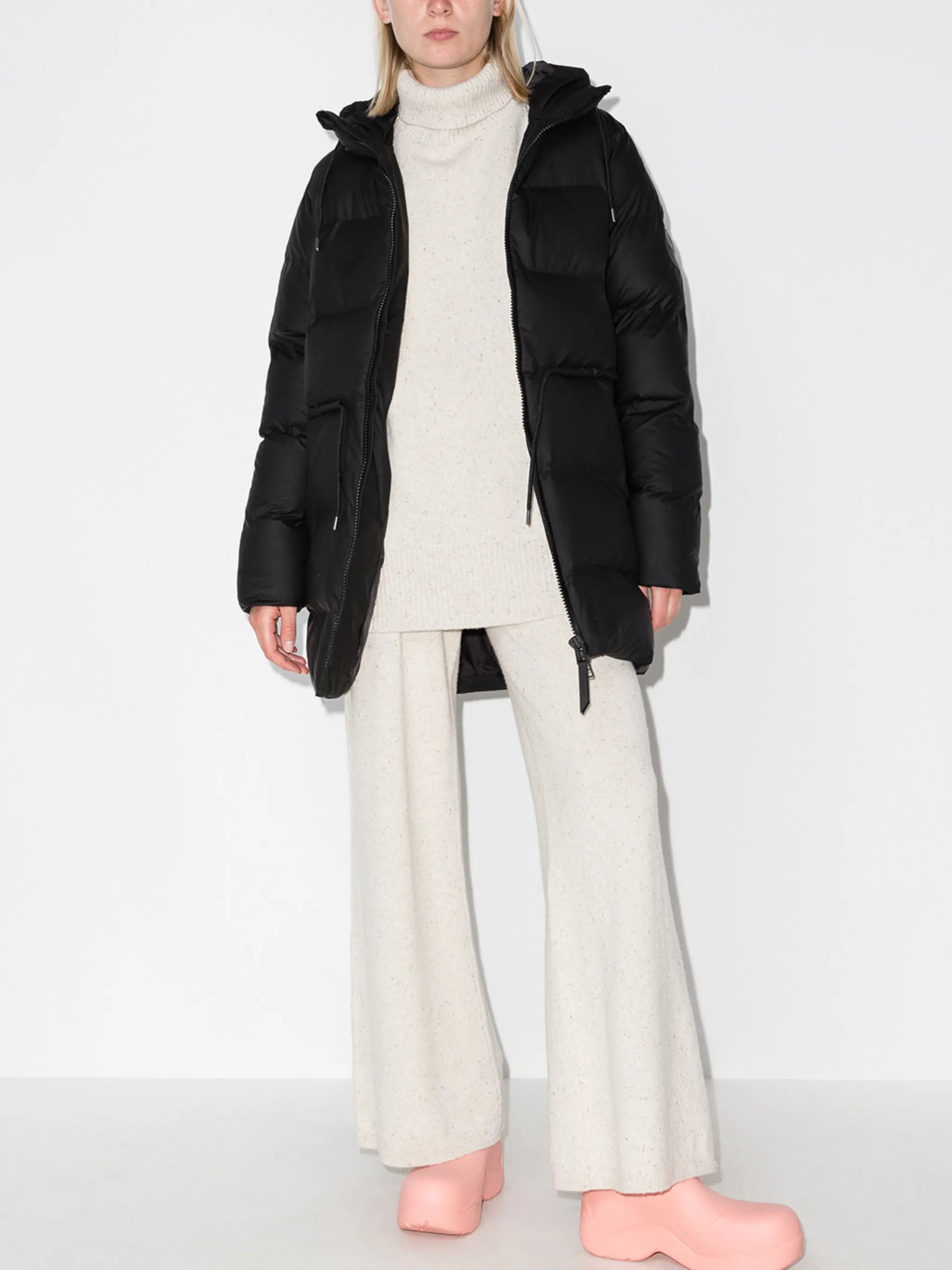 belted waist puffer coat