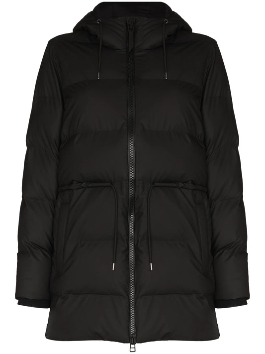 belted waist puffer coat