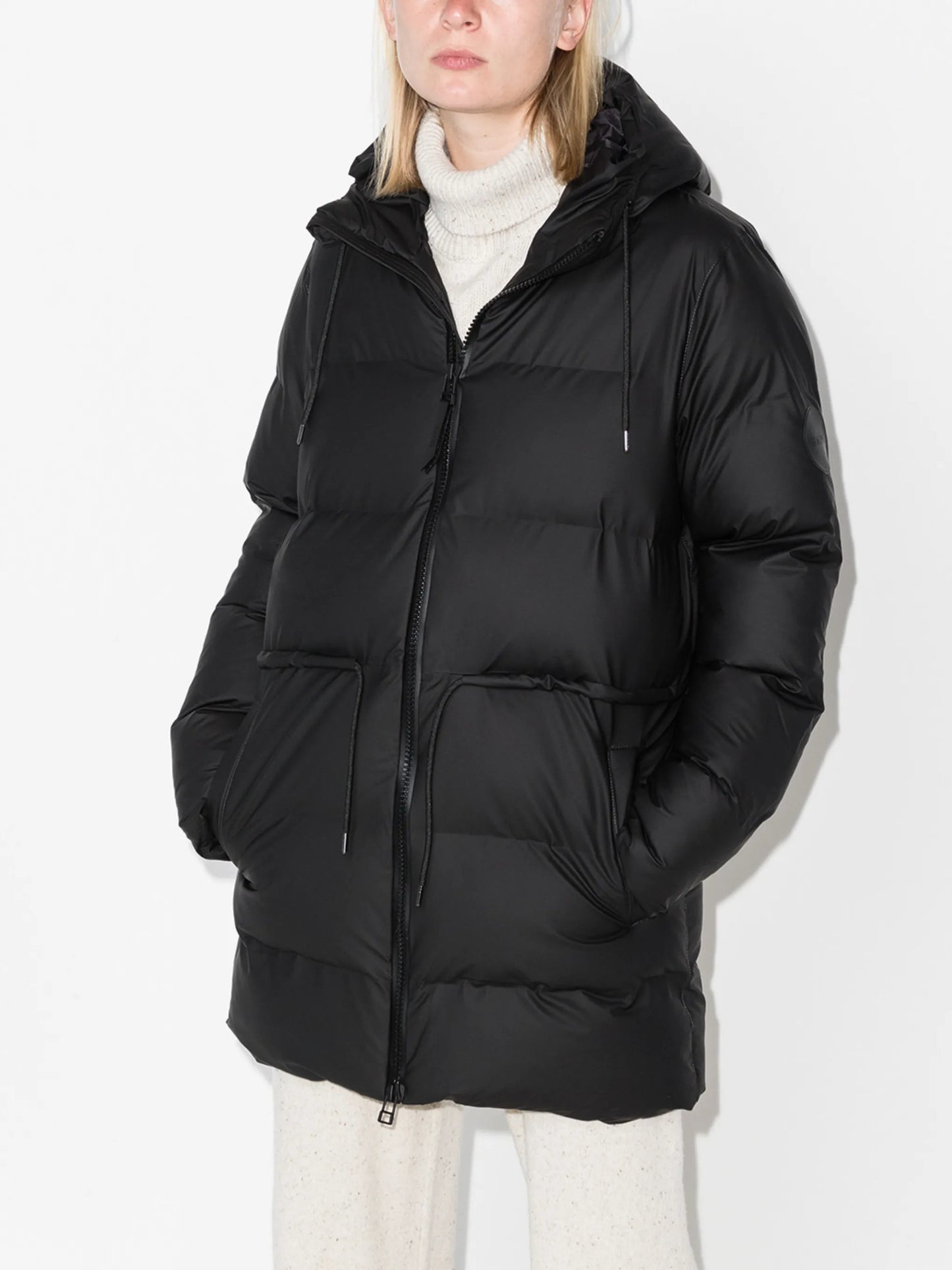 belted waist puffer coat