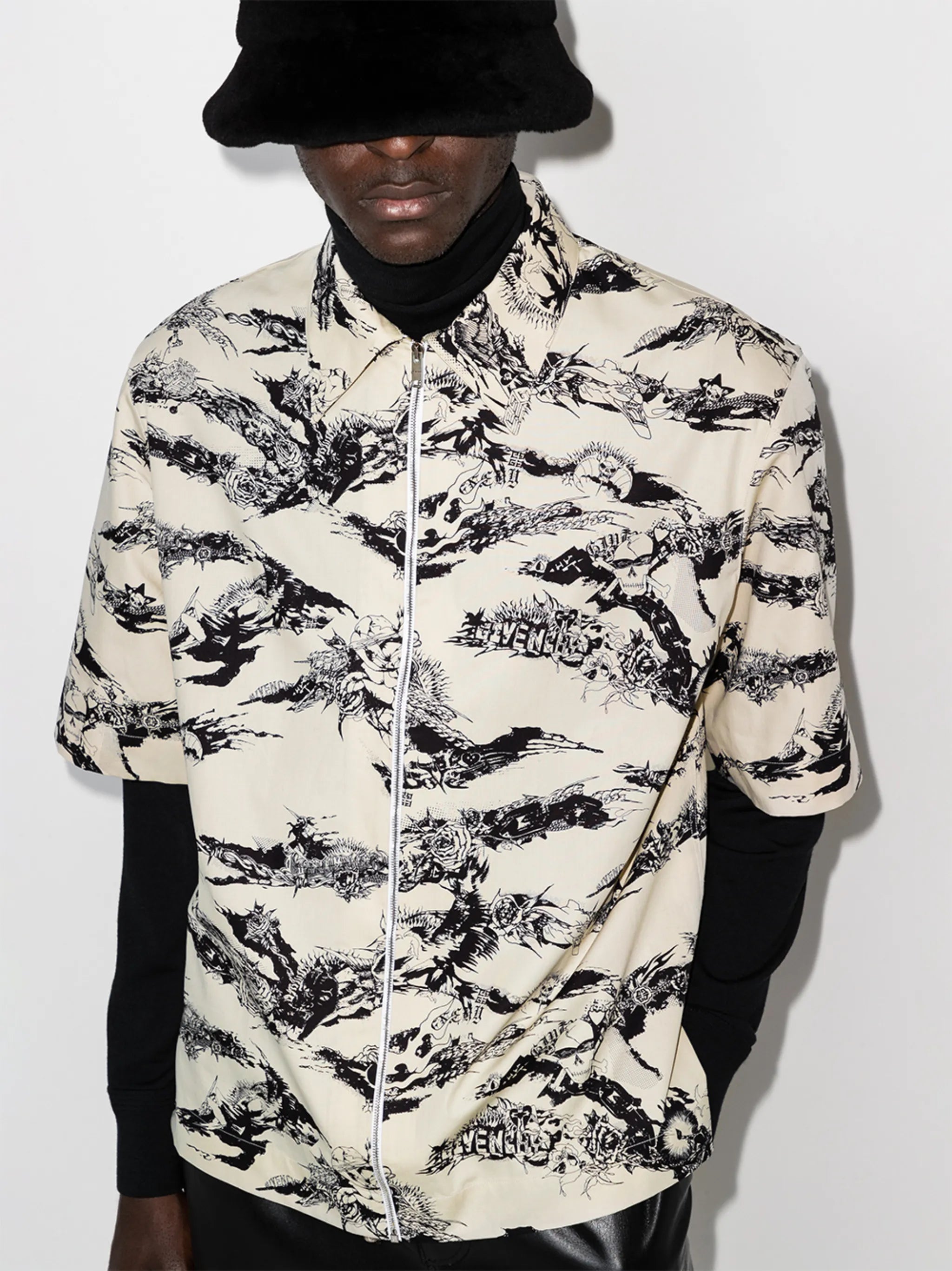 Gothic printed zip shirt