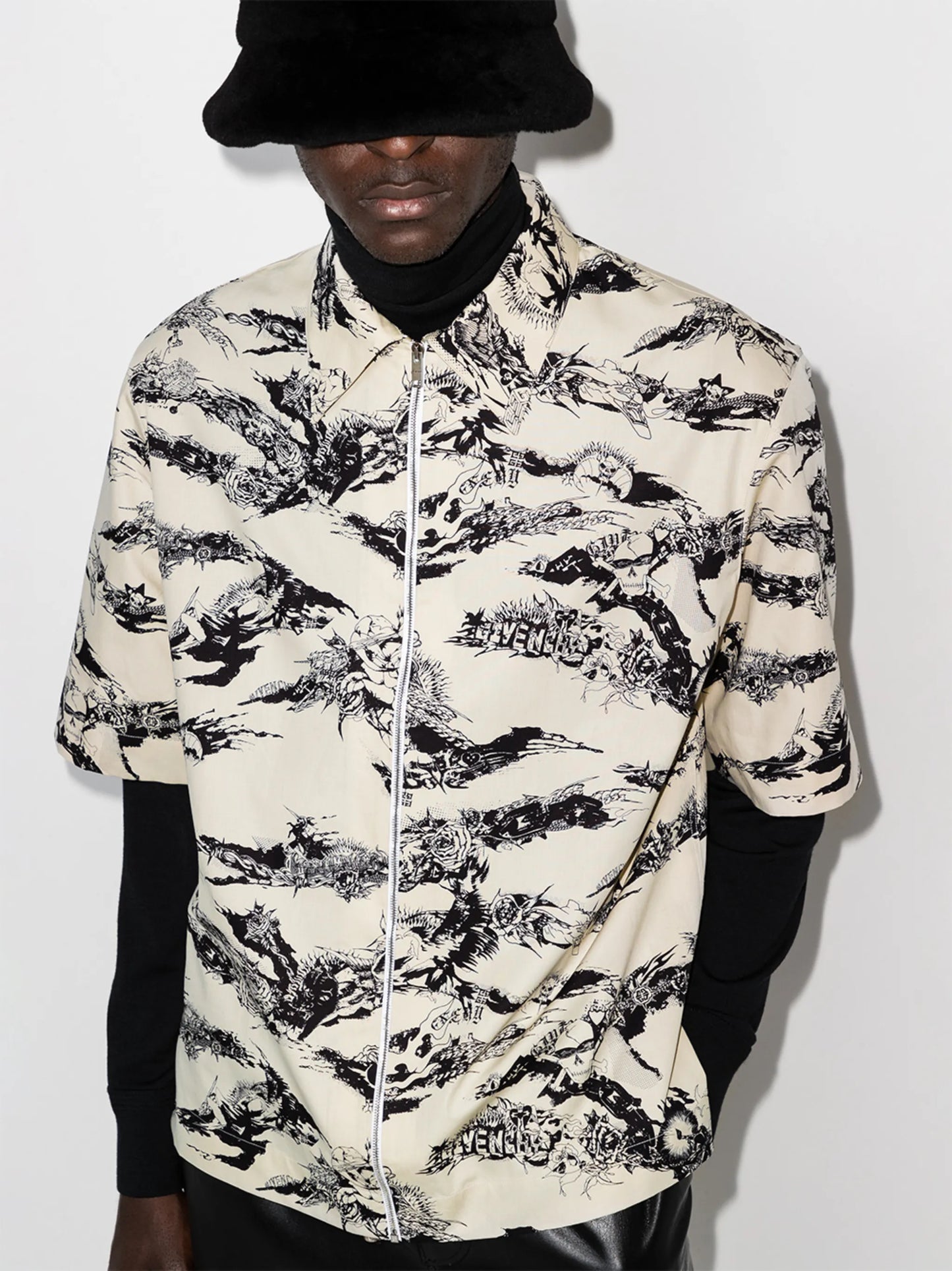 Gothic printed zip shirt