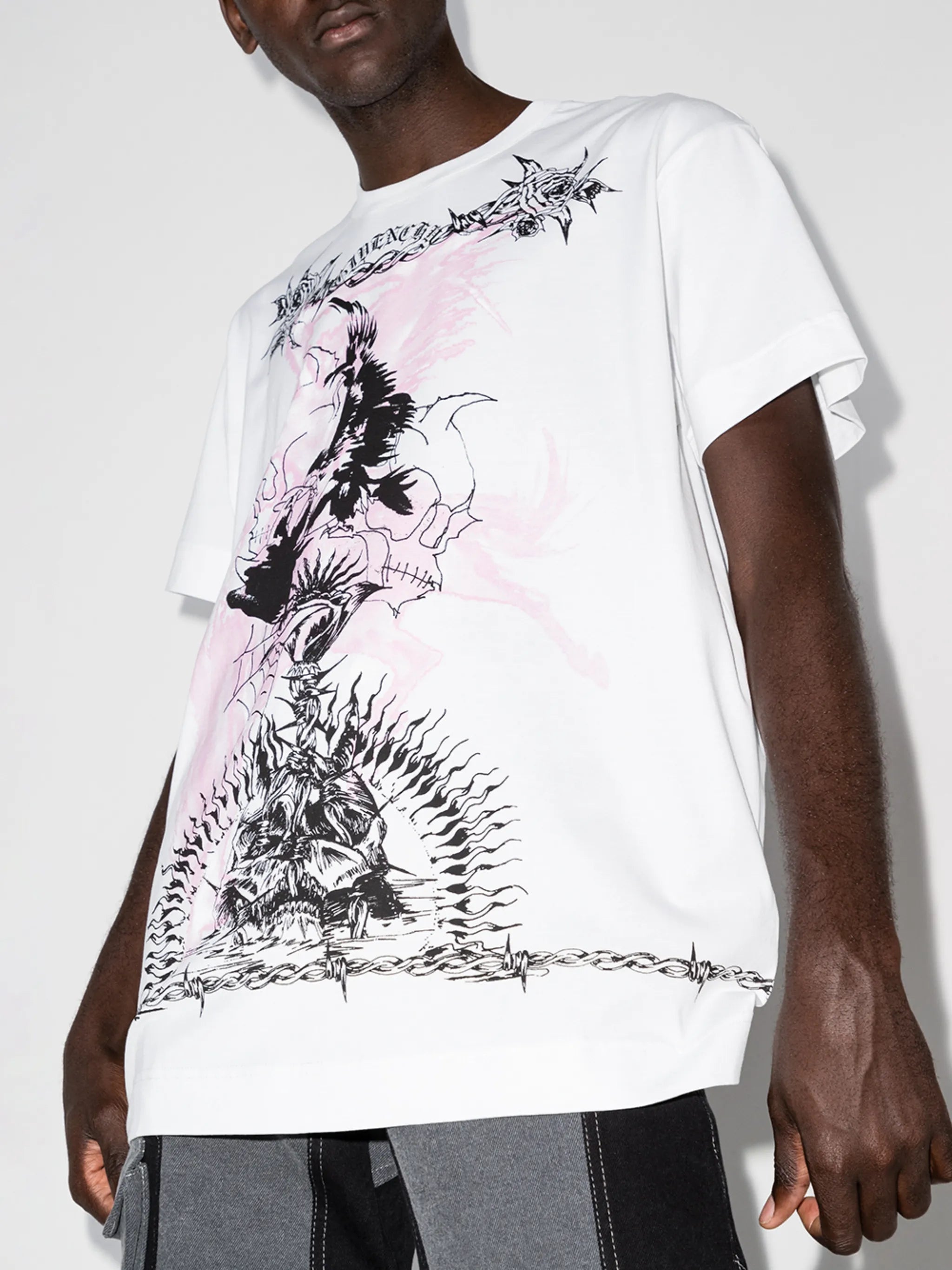 Gothic print crewneck T-shirt