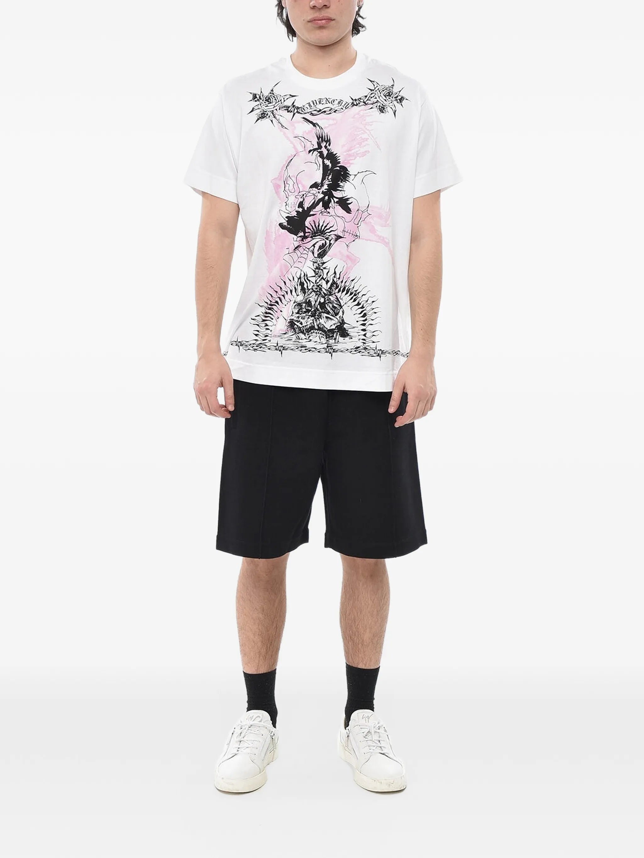 Gothic print crewneck T-shirt