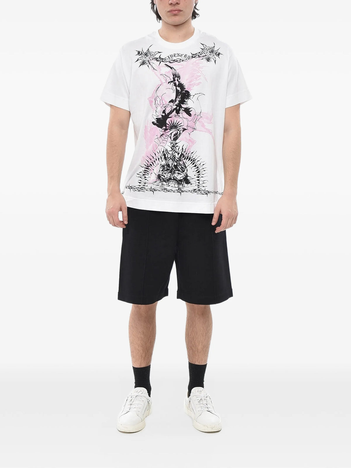 Gothic print crewneck T-shirt