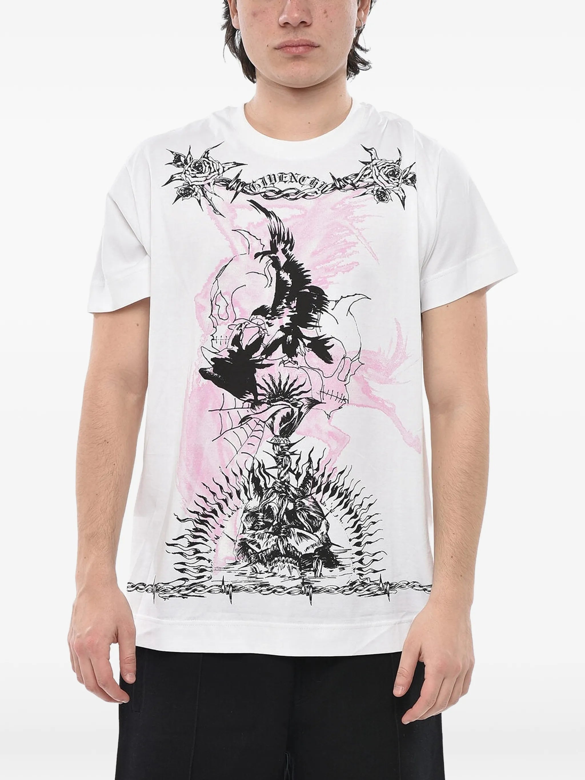 Gothic print crewneck T-shirt