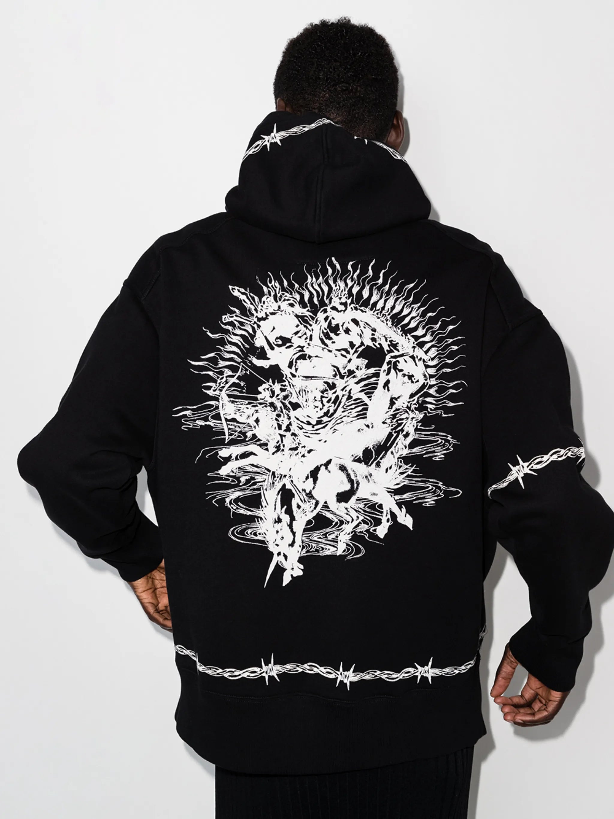 Gothic print hooded sweatshirt