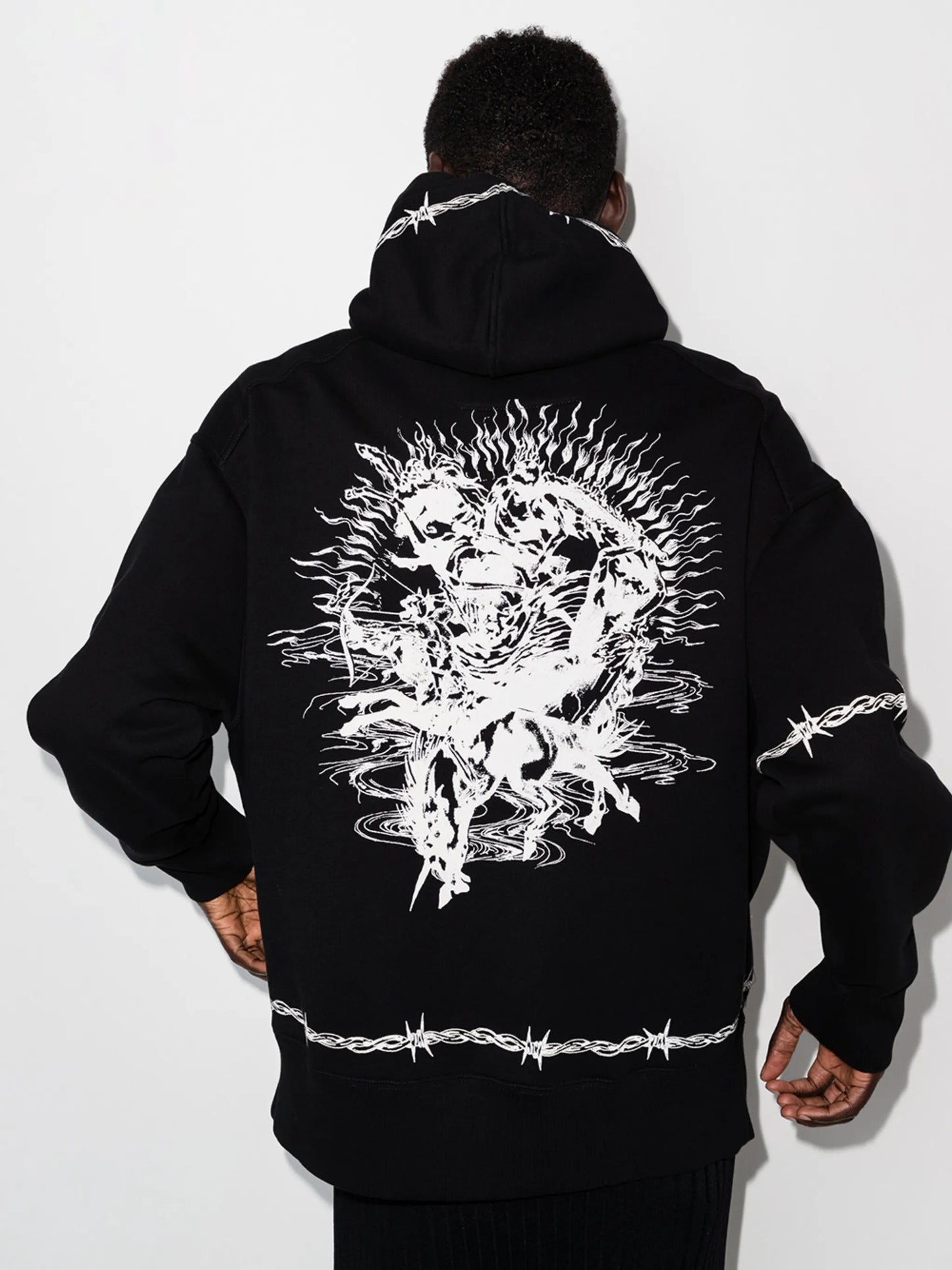 Gothic print hooded sweatshirt