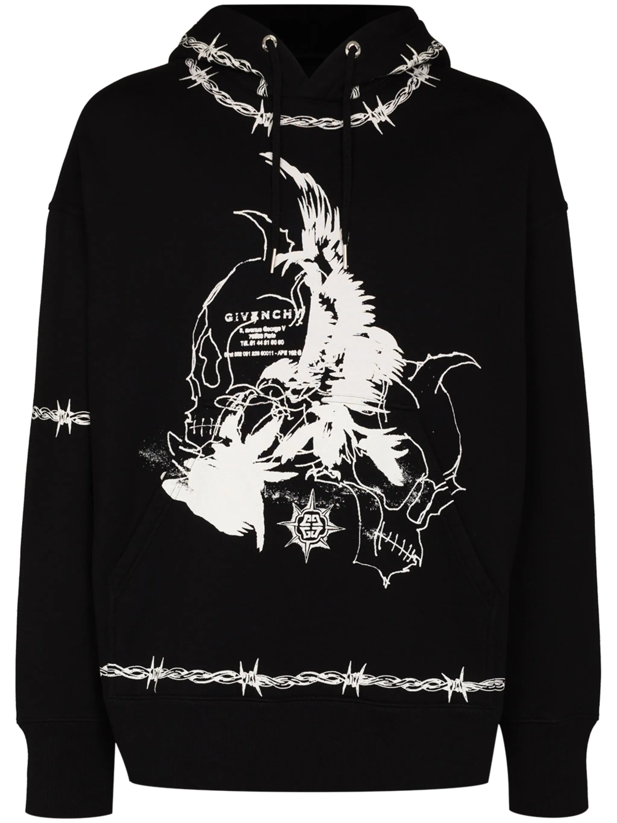 Gothic print hooded sweatshirt