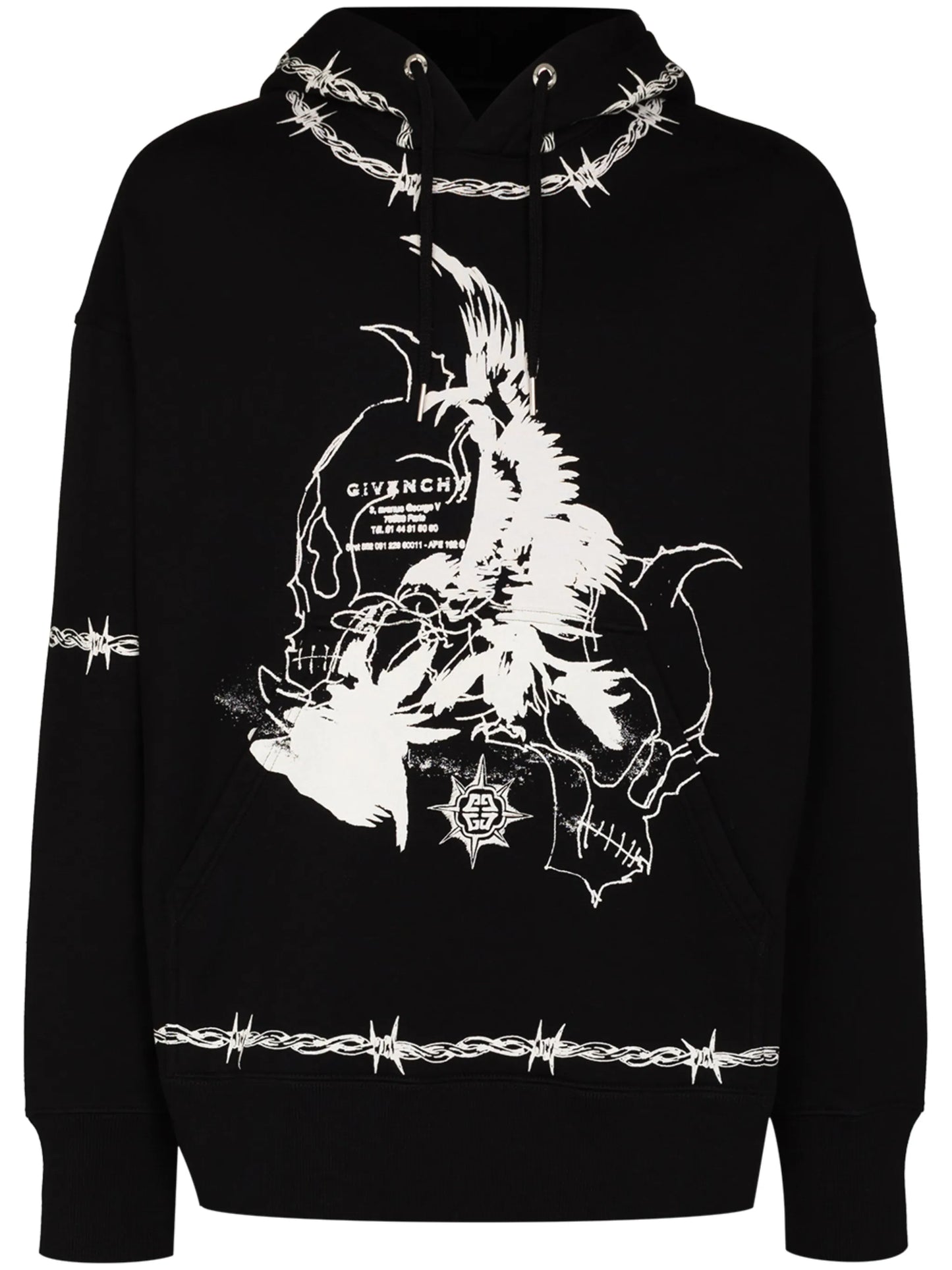 Gothic print hooded sweatshirt