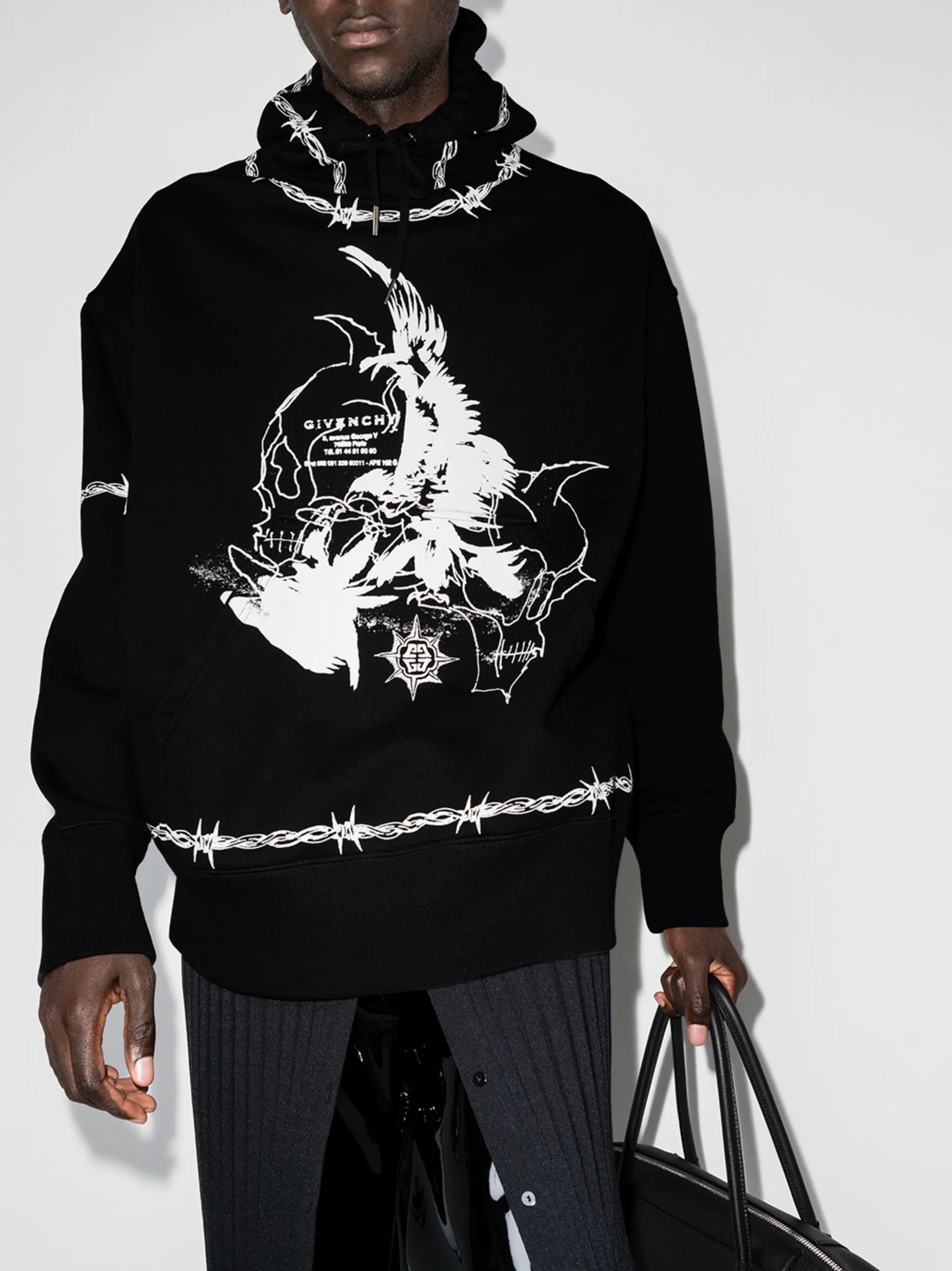 Gothic print hooded sweatshirt
