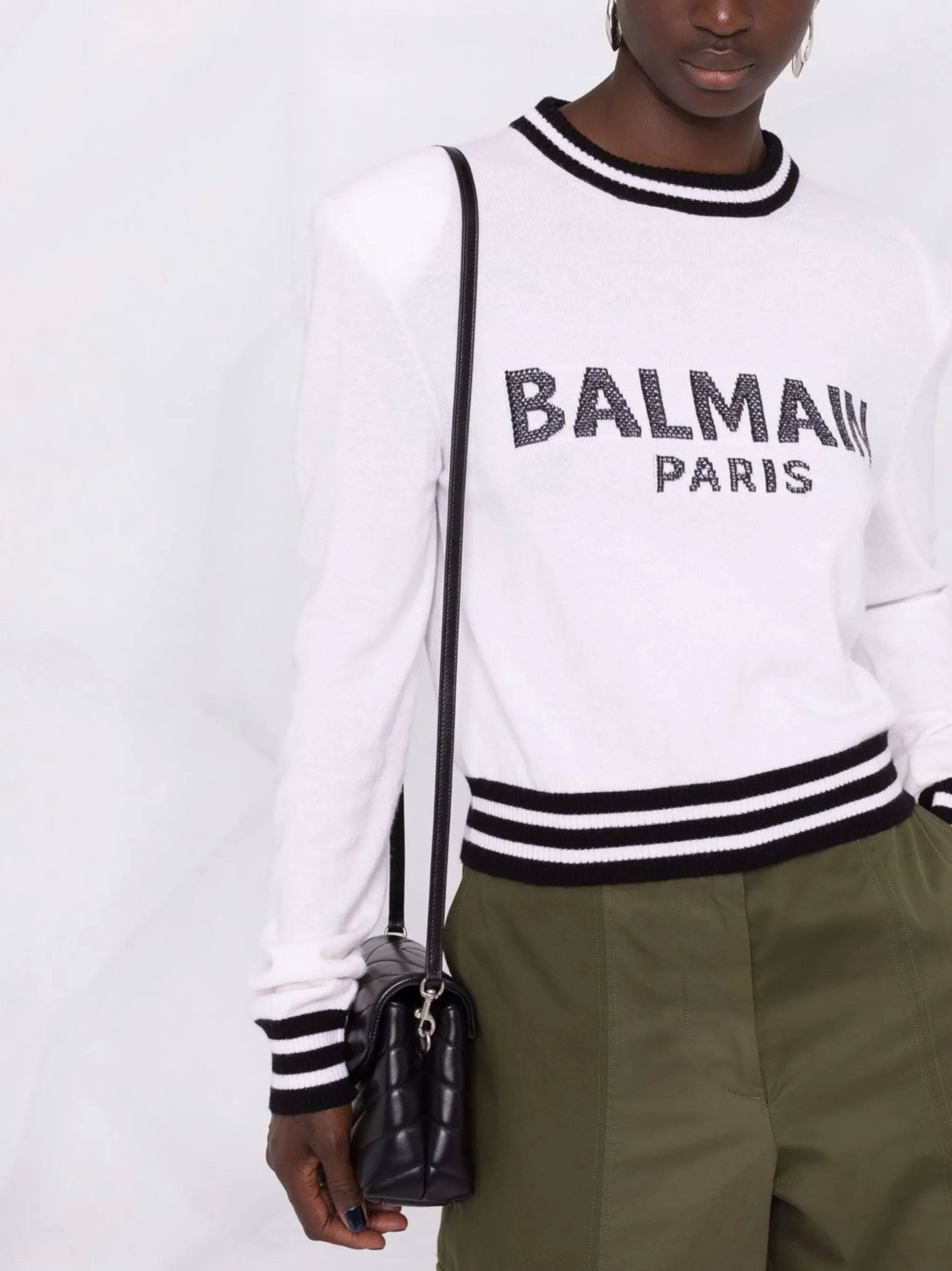 mesh-logo cropped knitted jumper