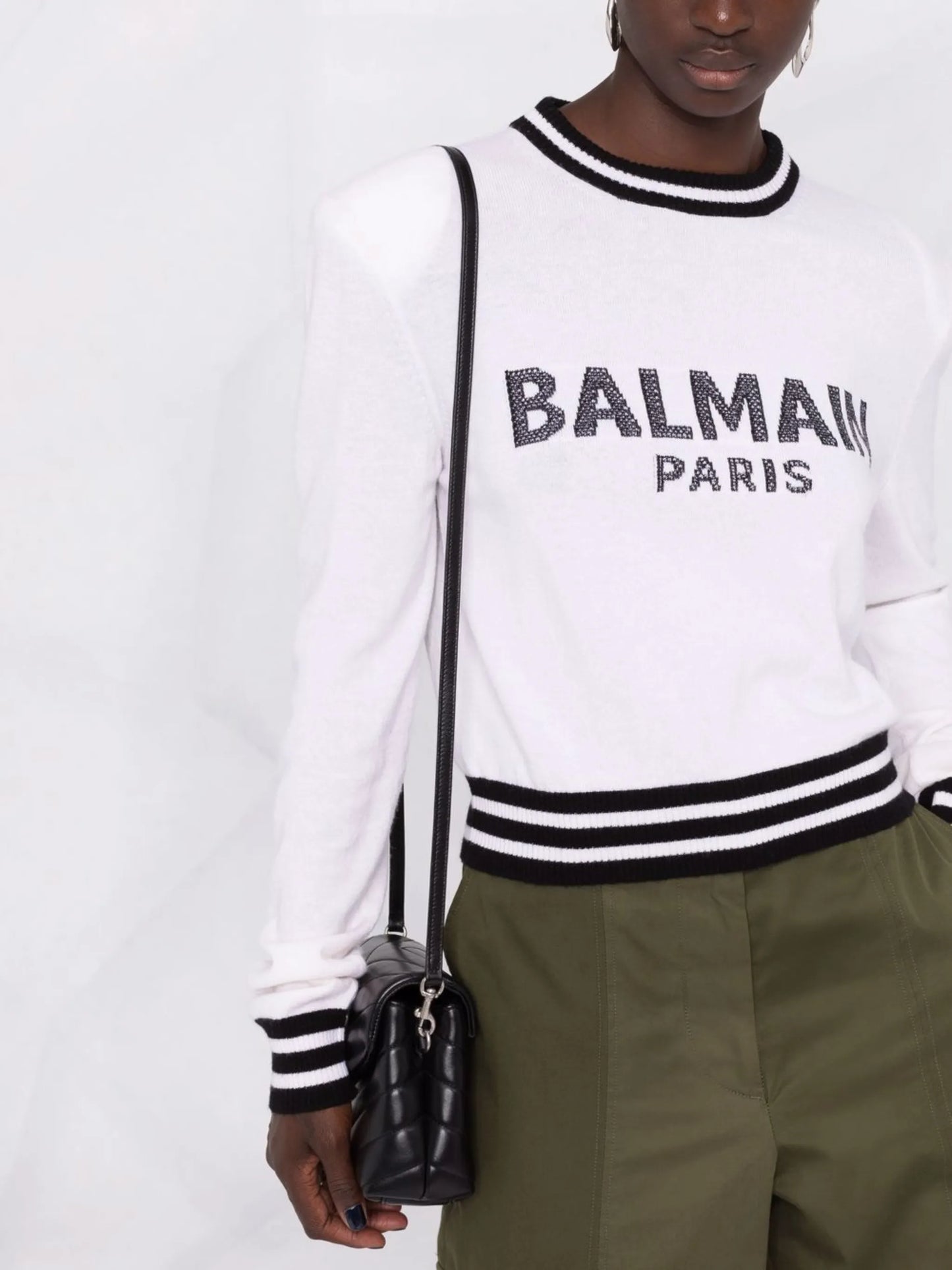 mesh-logo cropped knitted jumper