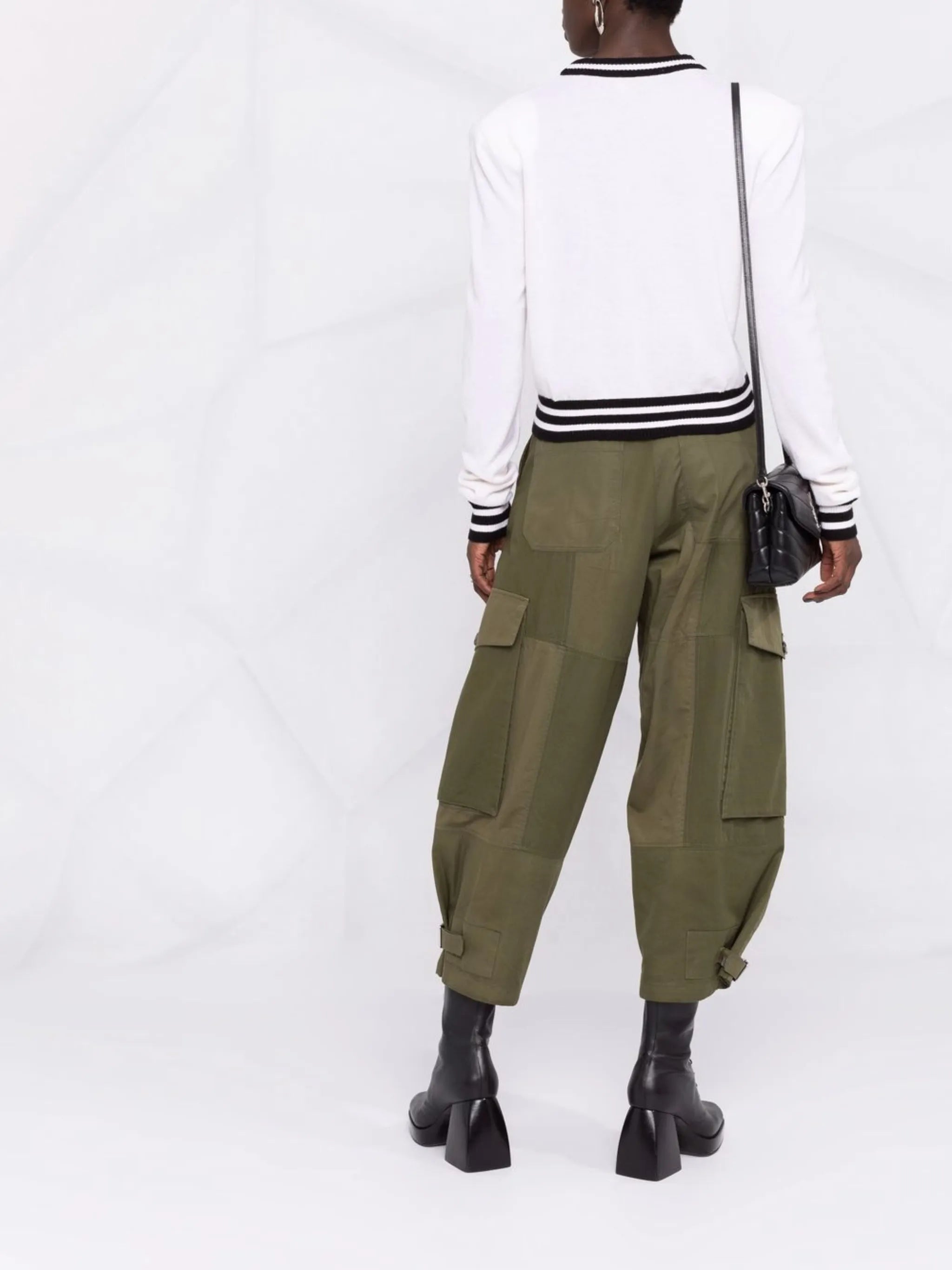 mesh-logo cropped knitted jumper